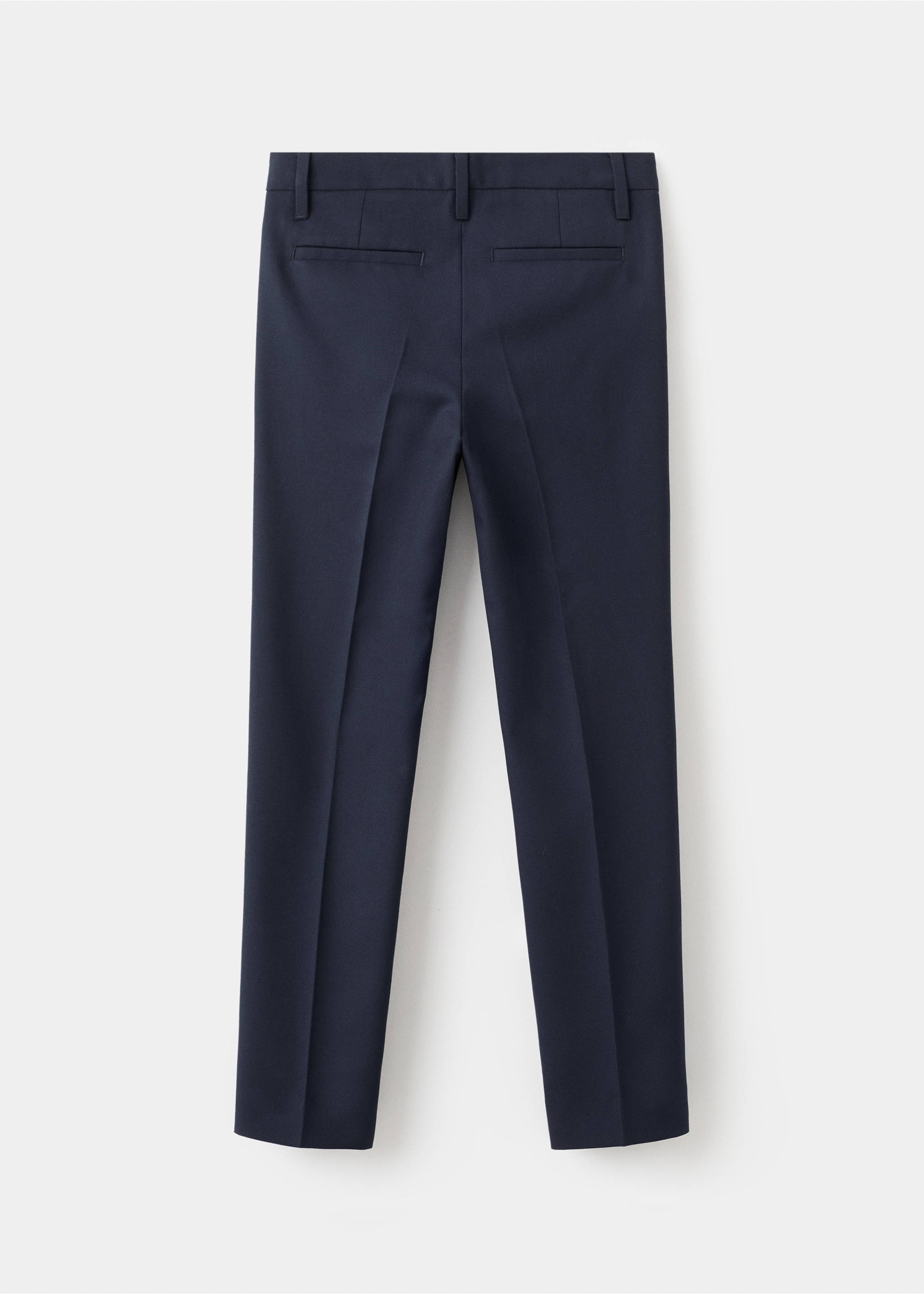 Navy blue kids' trousers with belt loops and back pockets, back view., Dark Navy. Ref: 17097759-00.
