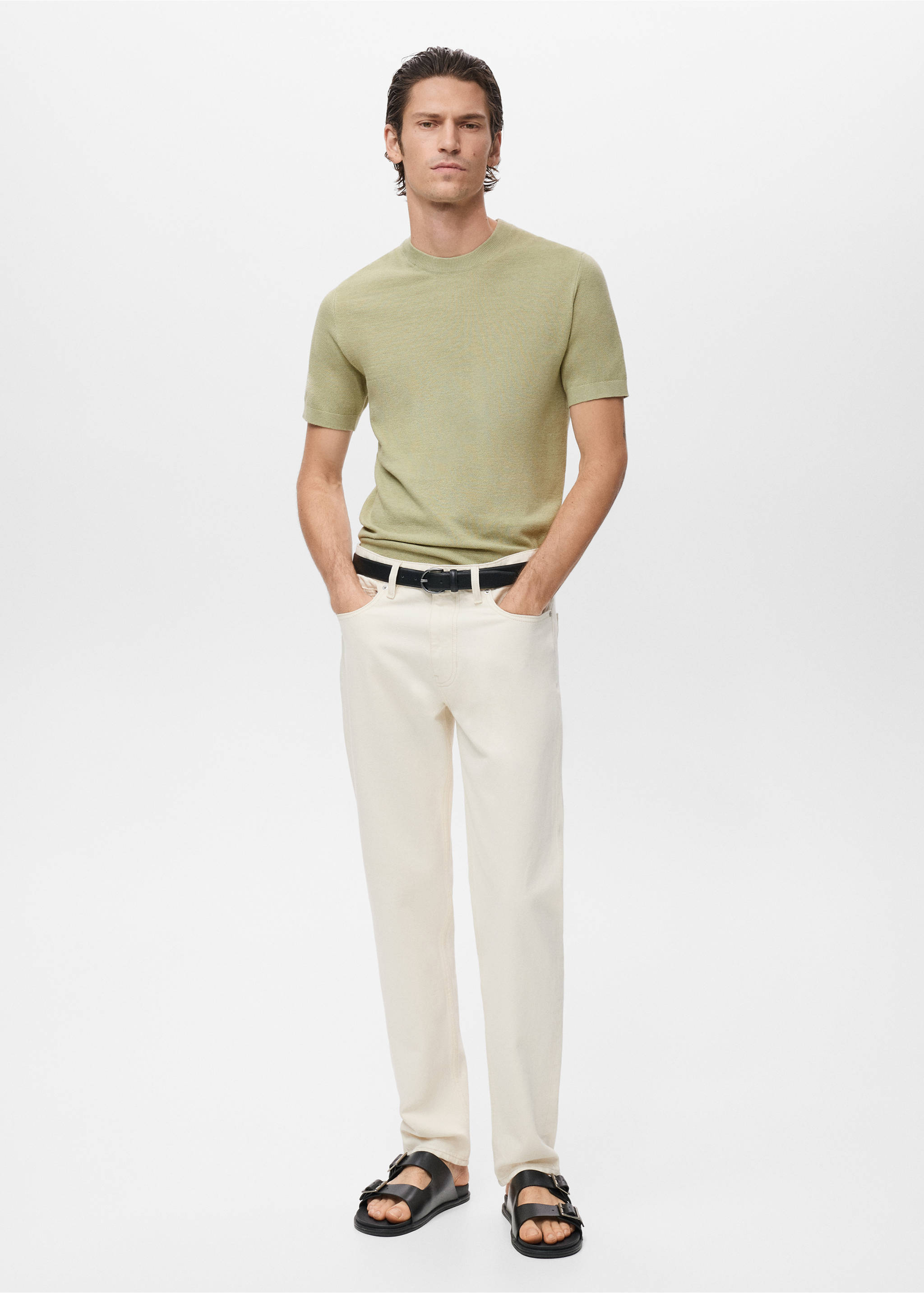 Cotton fine-knit t-shirt - General plane, Green Apple. Ref: 17097761-00.