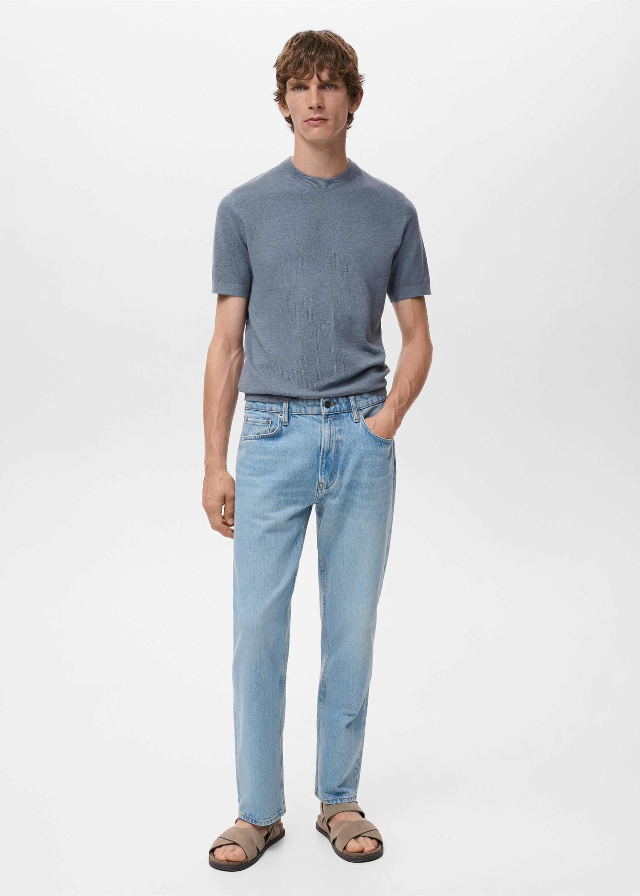 Cotton fine-knit t-shirt - General plane, Indigo Blue. Ref: 17097761-00.