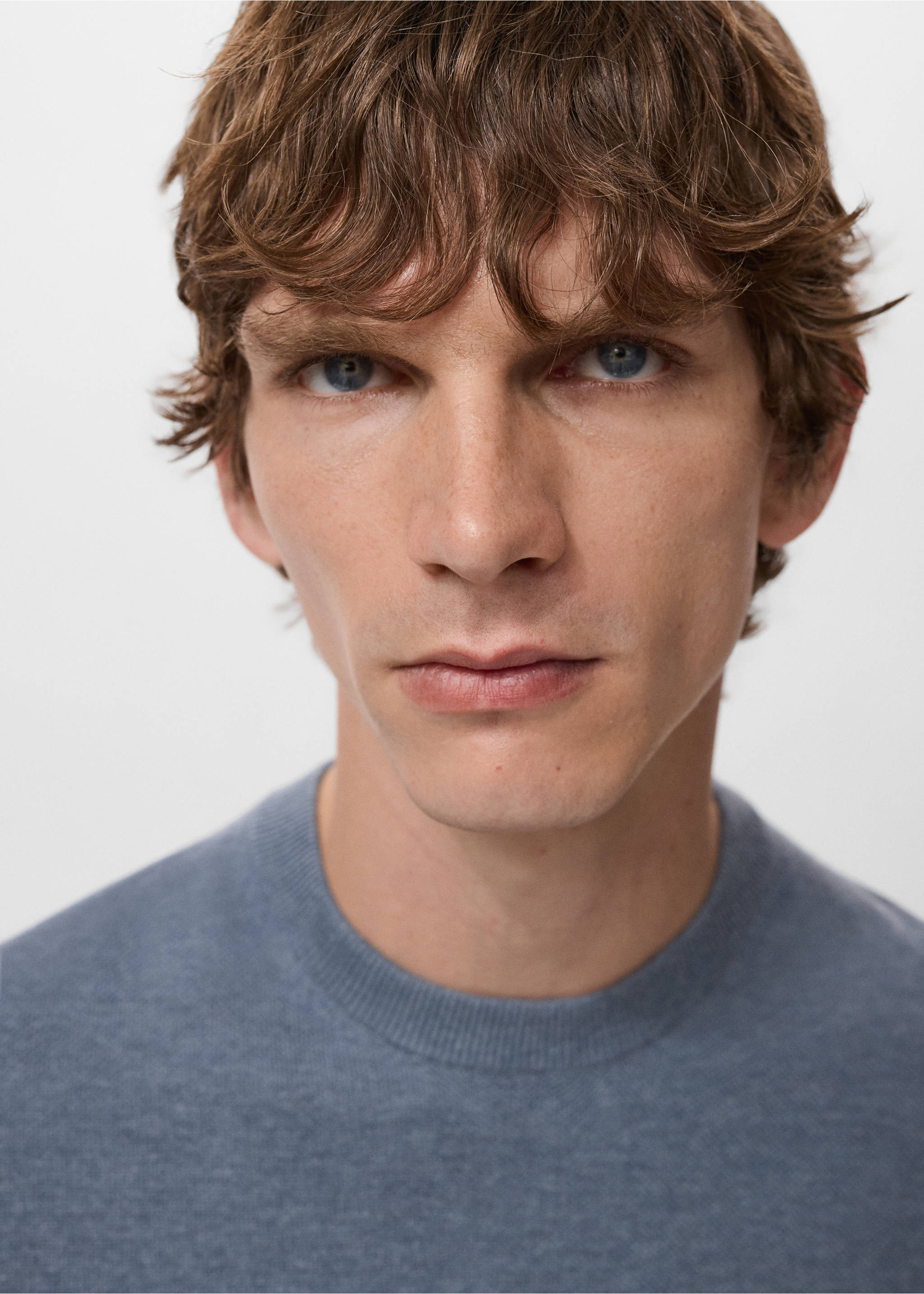 Cotton fine-knit t-shirt - Details of the article 1, Indigo Blue. Ref: 17097761-00.