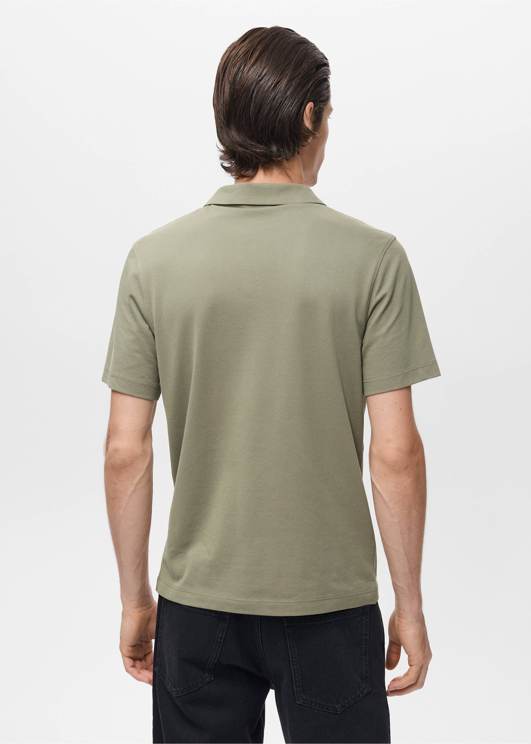 Cotton piqué polo shirt - Reverse of the article, Dark Green. Ref: 17097766-00.