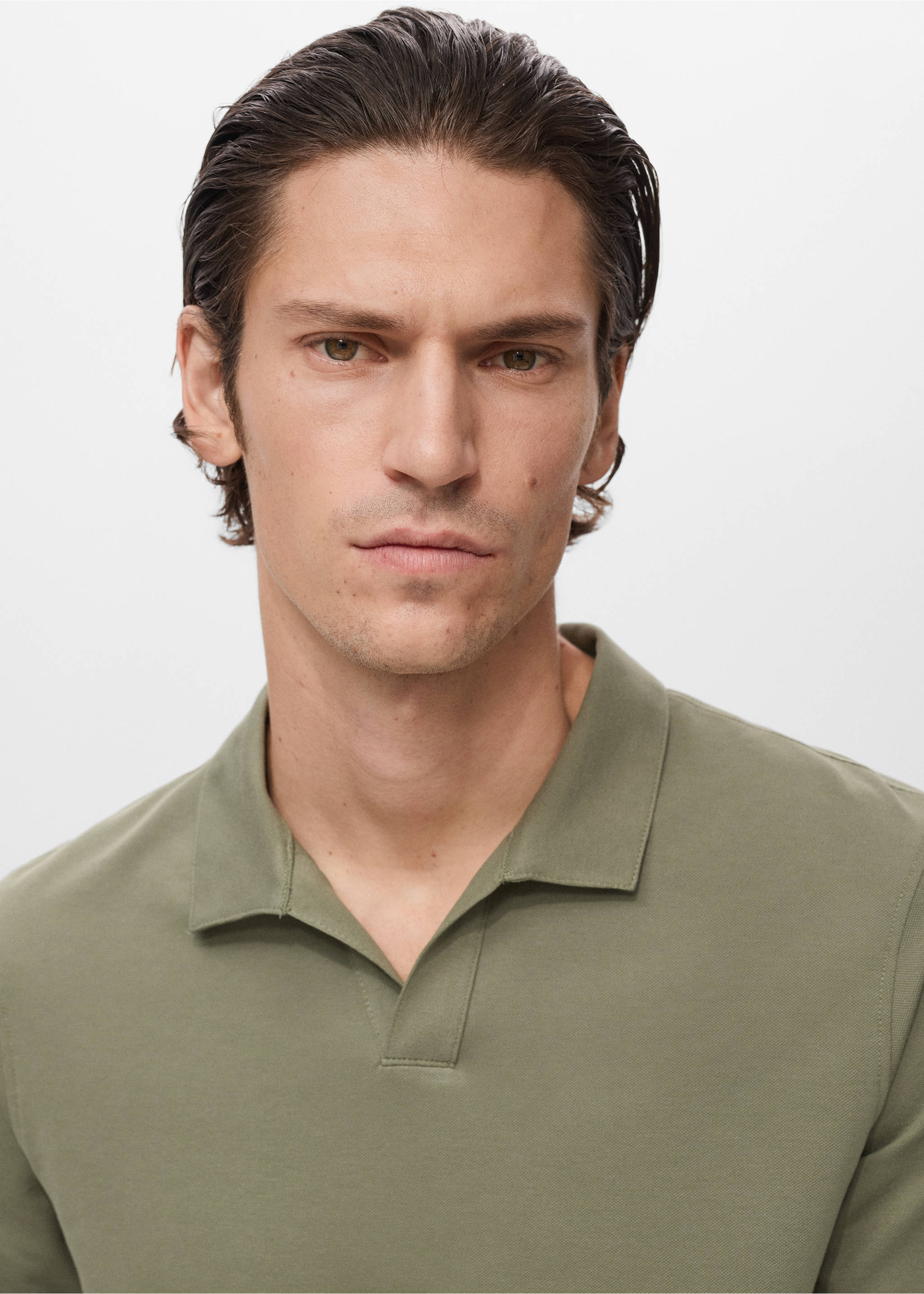 Cotton piqué polo shirt - Details of the article 1, Dark Green. Ref: 17097766-00.