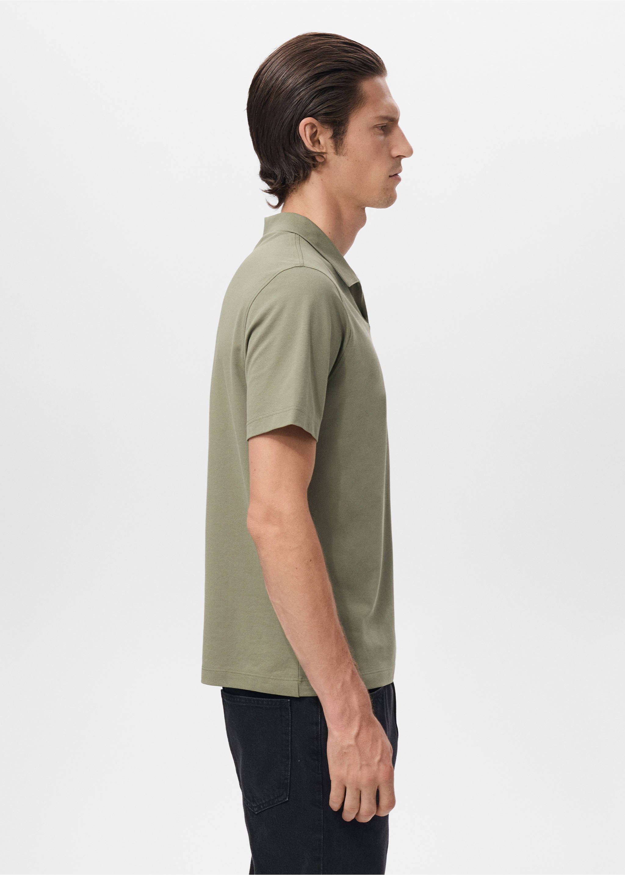 Cotton piqué polo shirt - Details of the article 2, Dark Green. Ref: 17097766-00.