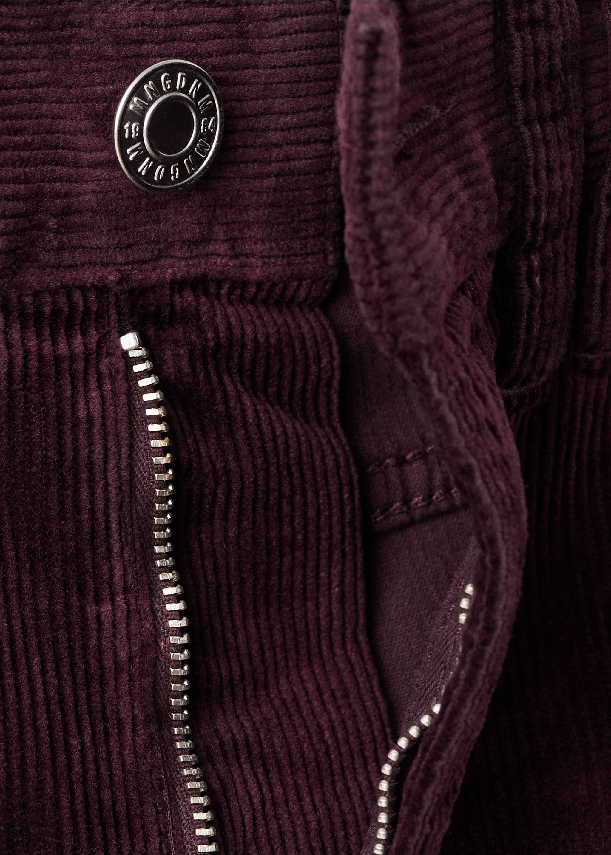 Wide leg corduroy jeans - Details of the article 0, Wine. Ref: 17097779-00.