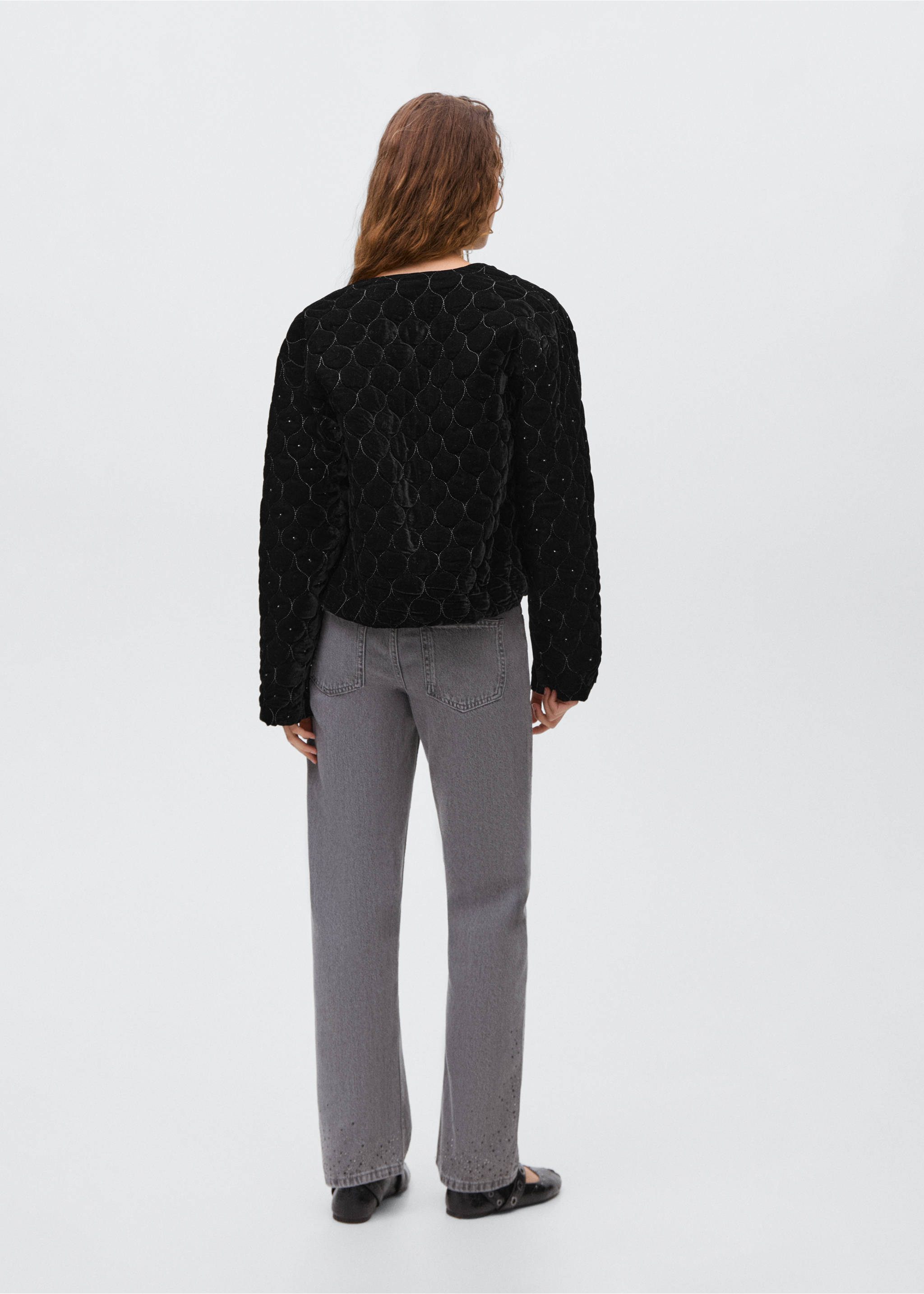 Beaded velvet jacket - Reverse of the article, Black. Ref: 17097783-00.