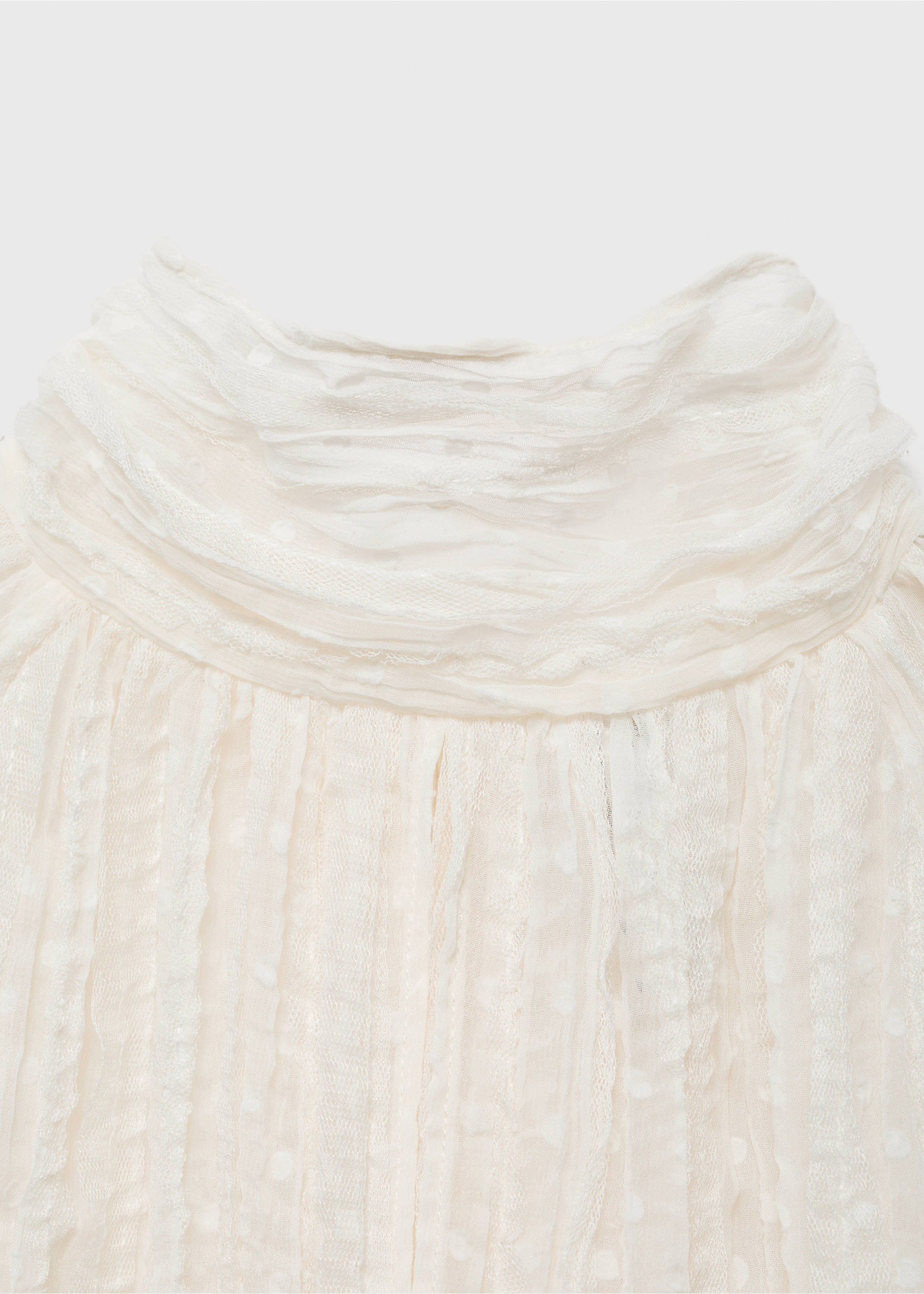 Bow textured blouse - Details of the article 0, Off White. Ref: 17097797-00.