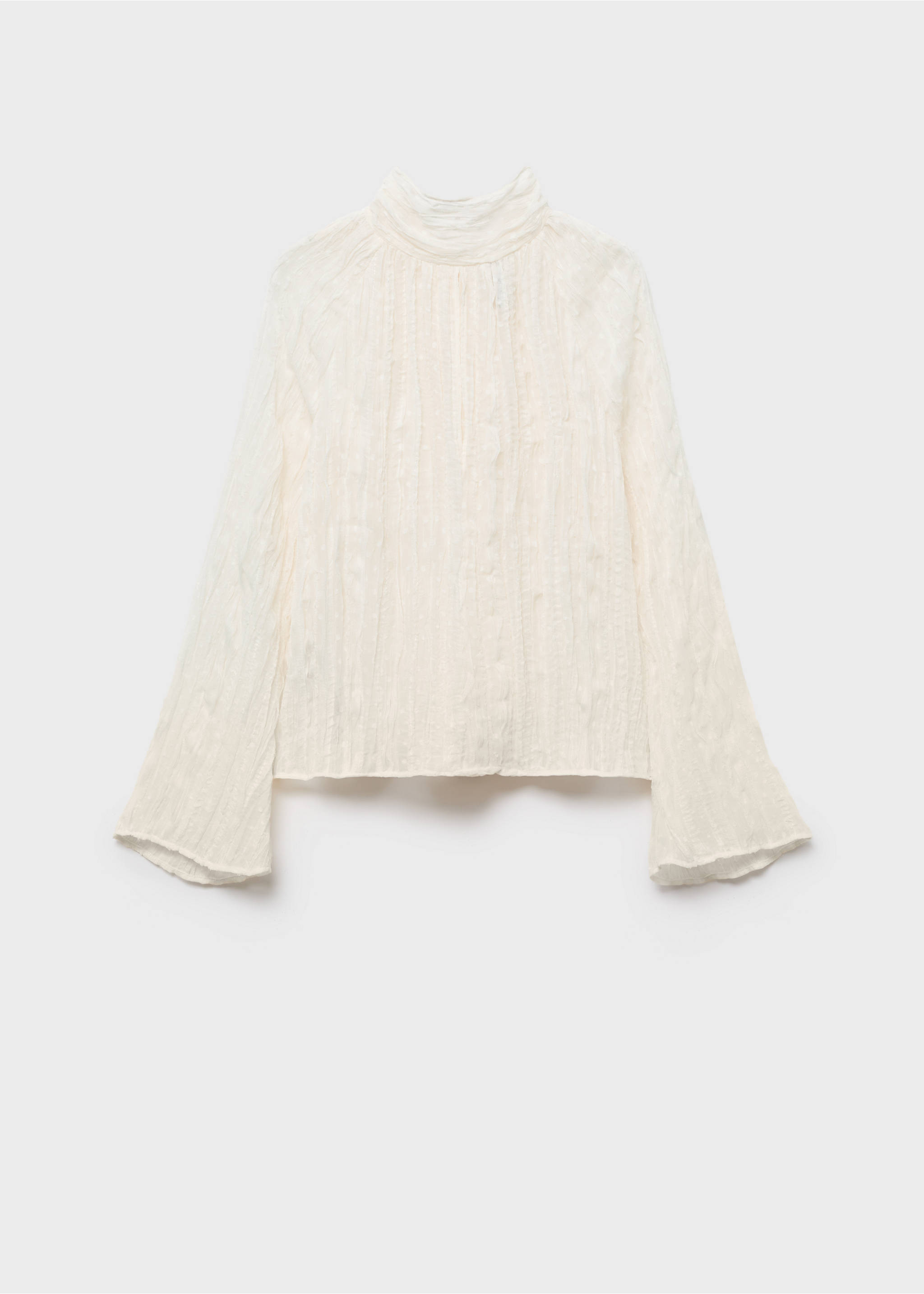 Bow textured blouse - Article without model, Off White. Ref: 17097797-00.