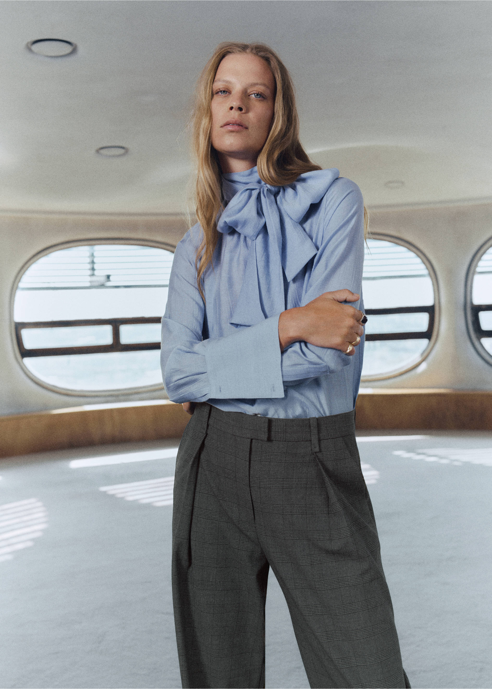 Pleated check-print suit trousers - General plane, Grey. Ref: 17097802-00.
