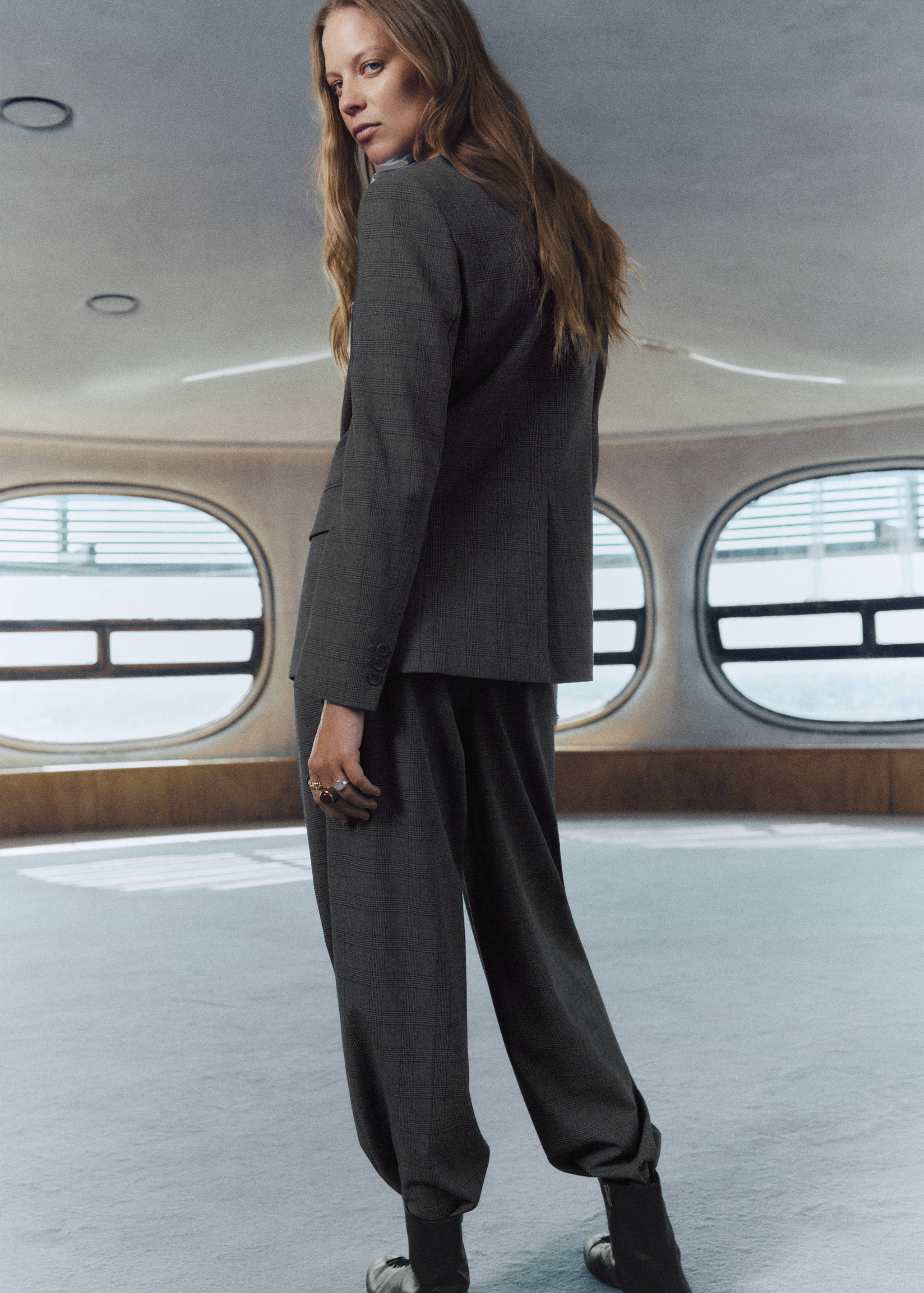 Pleated check-print suit trousers - Reverse of the article