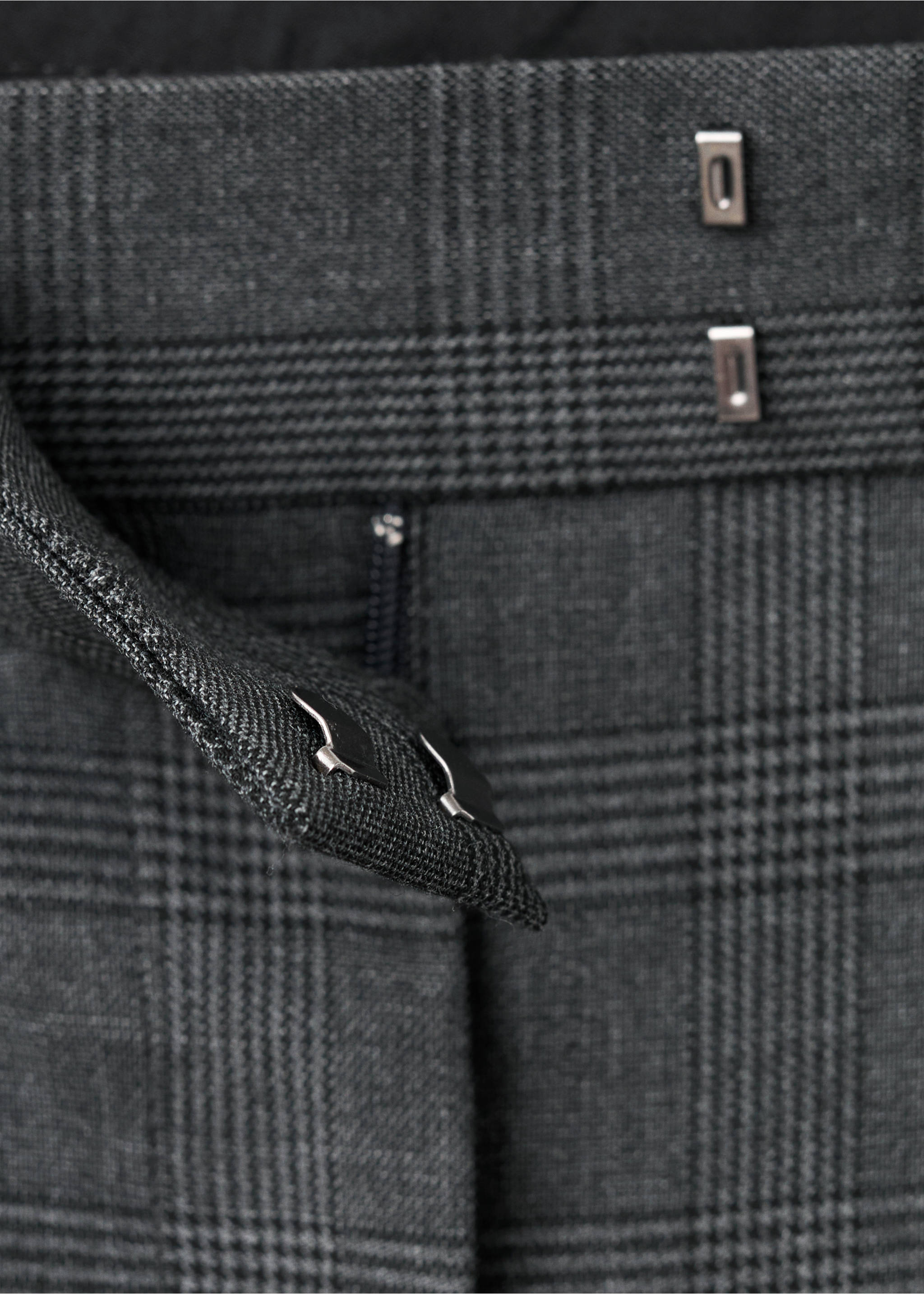 Pleated check-print suit trousers - Details of the article 8, Grey. Ref: 17097802-00.