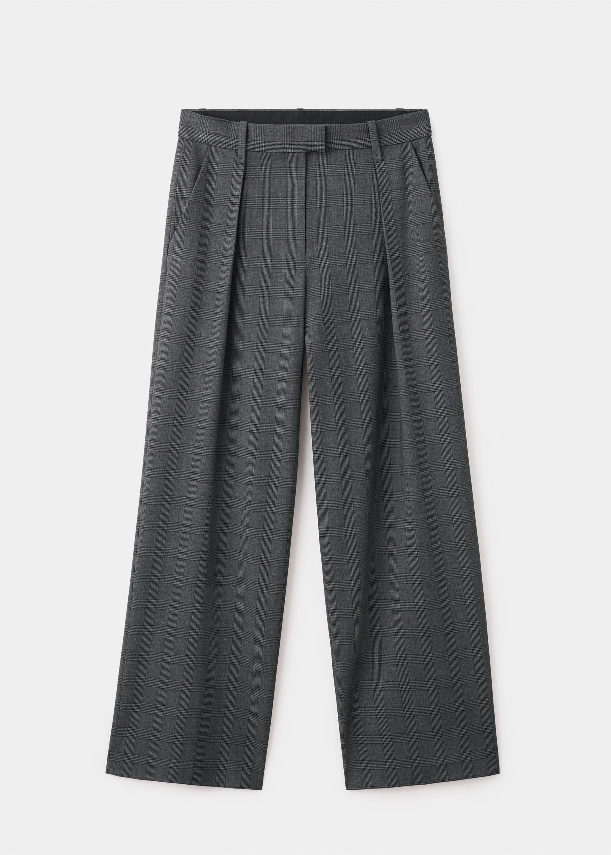 Pleated check-print suit trousers - Article without model, Grey. Ref: 17097802-00.