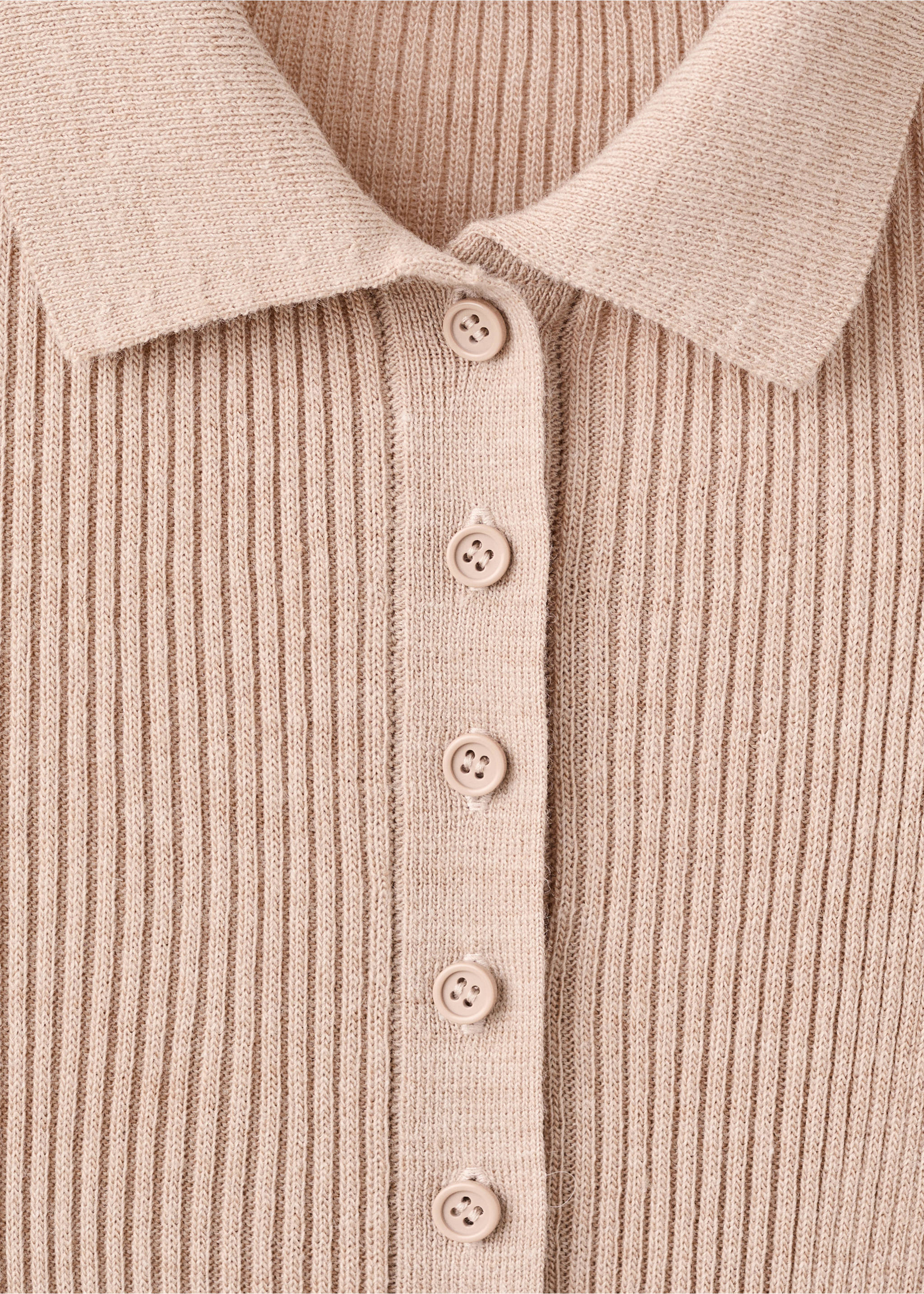 Ribbed knitted polo-neck playsuit - Details of the article 8, Medium Brown. Ref: 17097814-00.