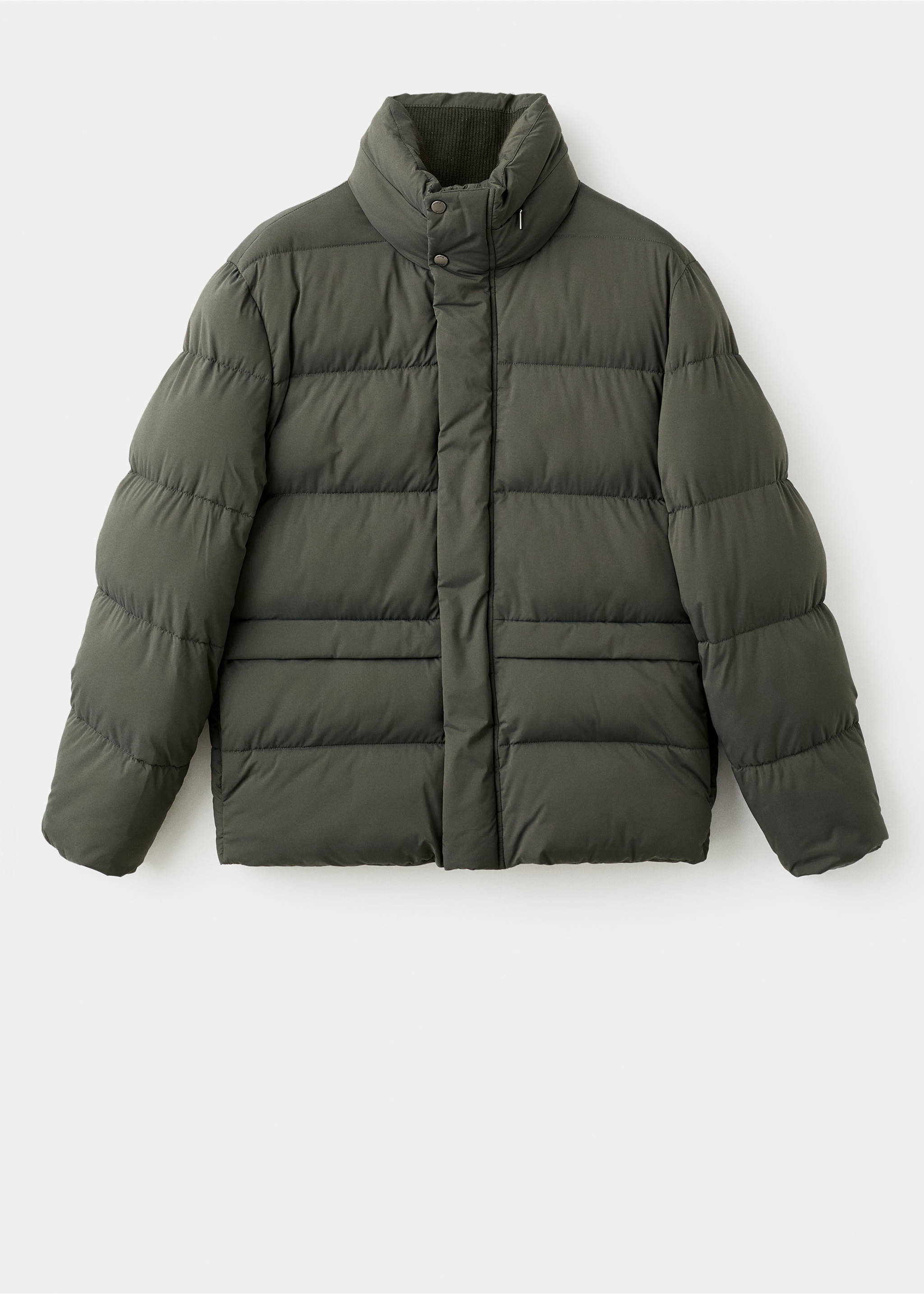 Short water-repellent puffer jacket - Article without model, Dark Green. Ref: 17097883-00.