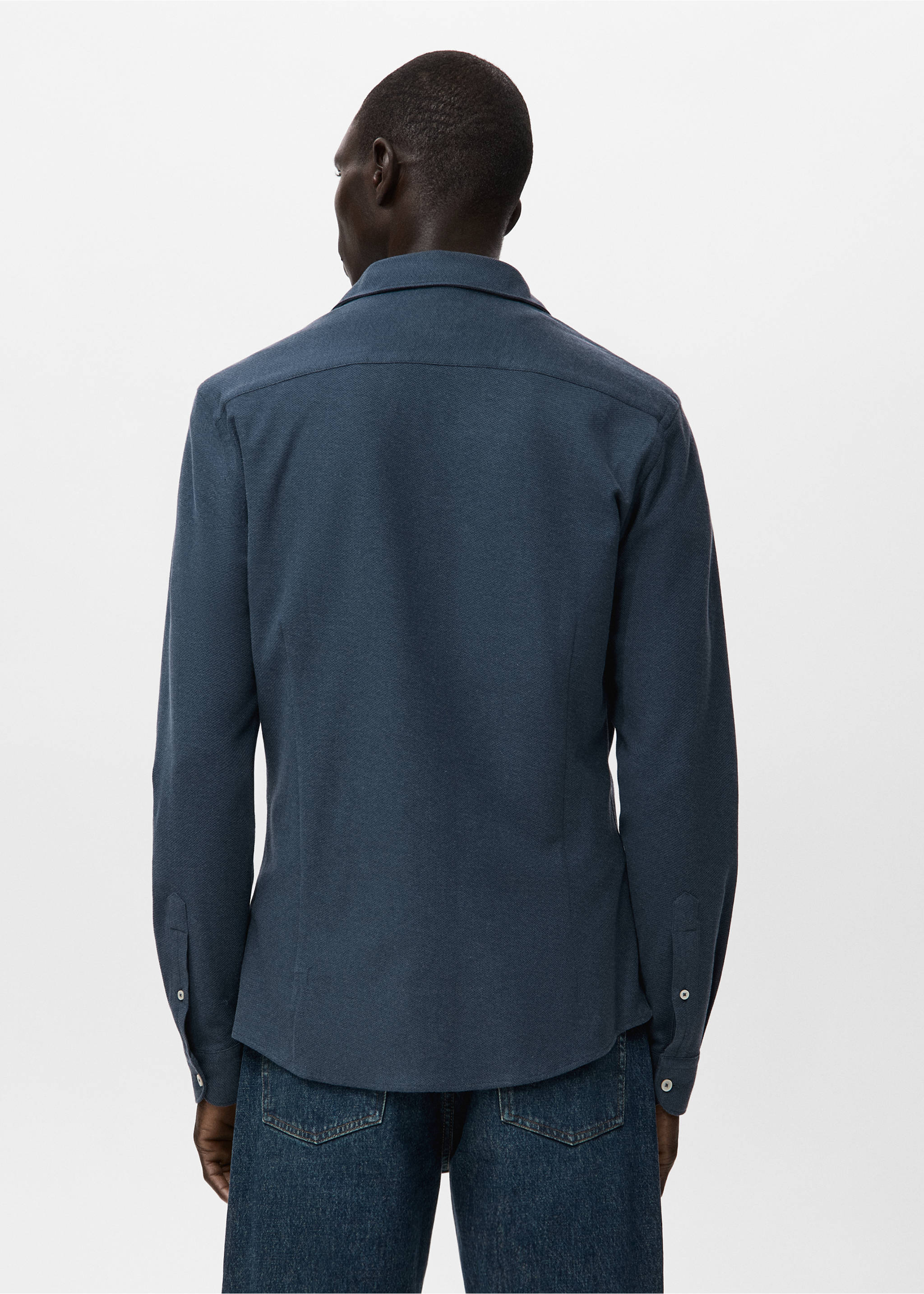 Slim Fit-Hemd aus 100 % Baumwolle - Rückseite des Artikels, Blau. Ref: 17097885-00.