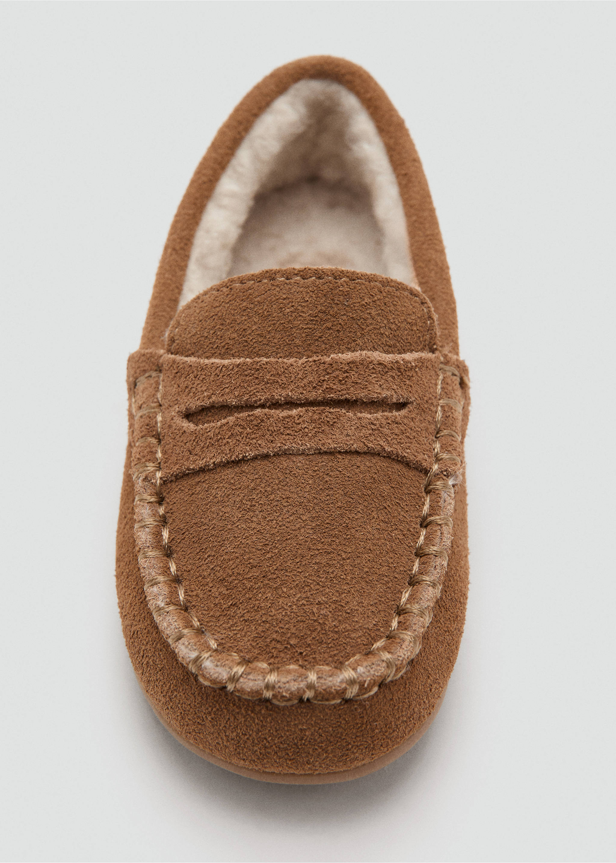 Leather moccasins with fur lining - Details of the article 1, Sand. Ref: 17097888-00.