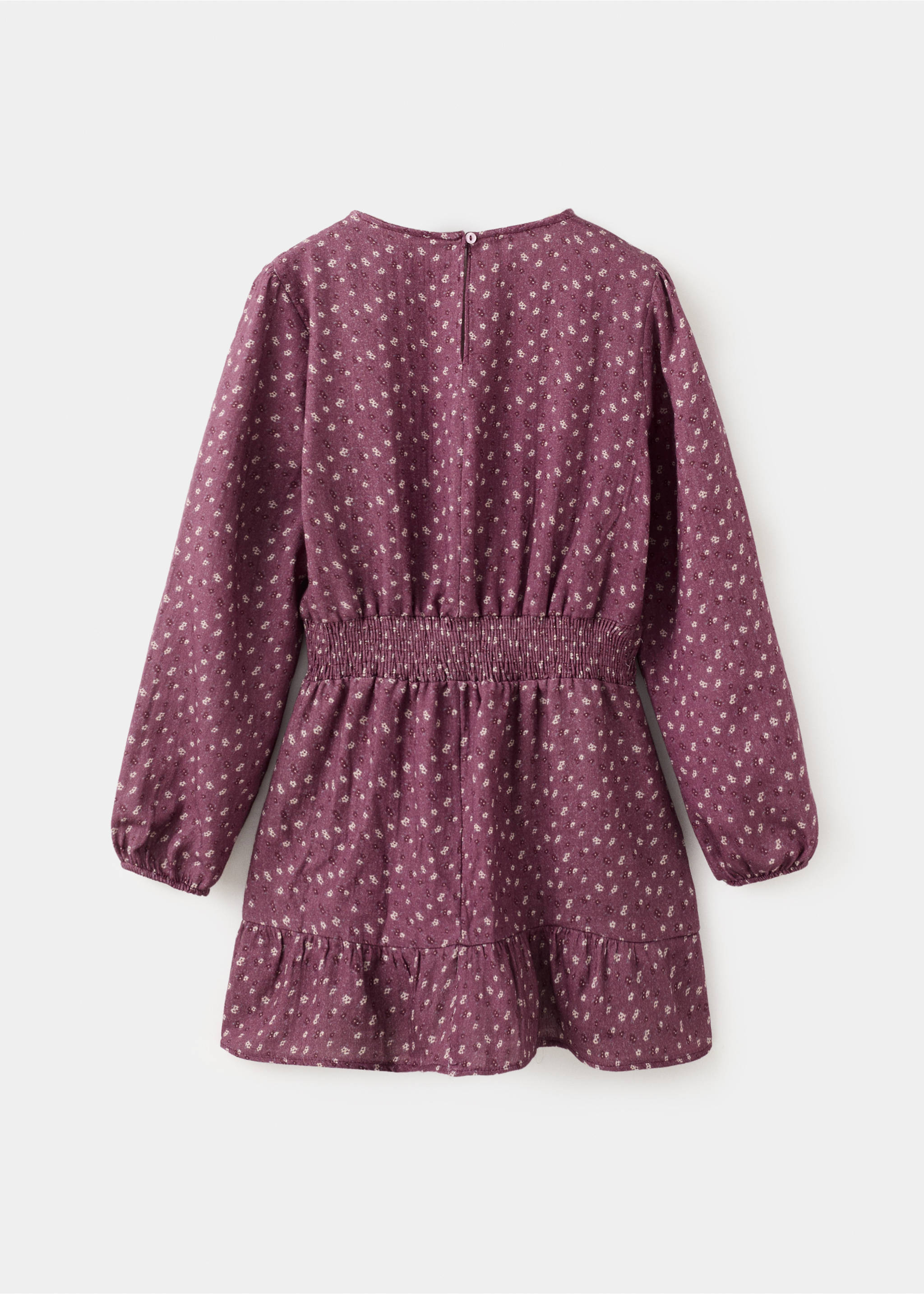 Ruched floral dress - Reverse of the article, Maroon. Ref: 17097889-00.