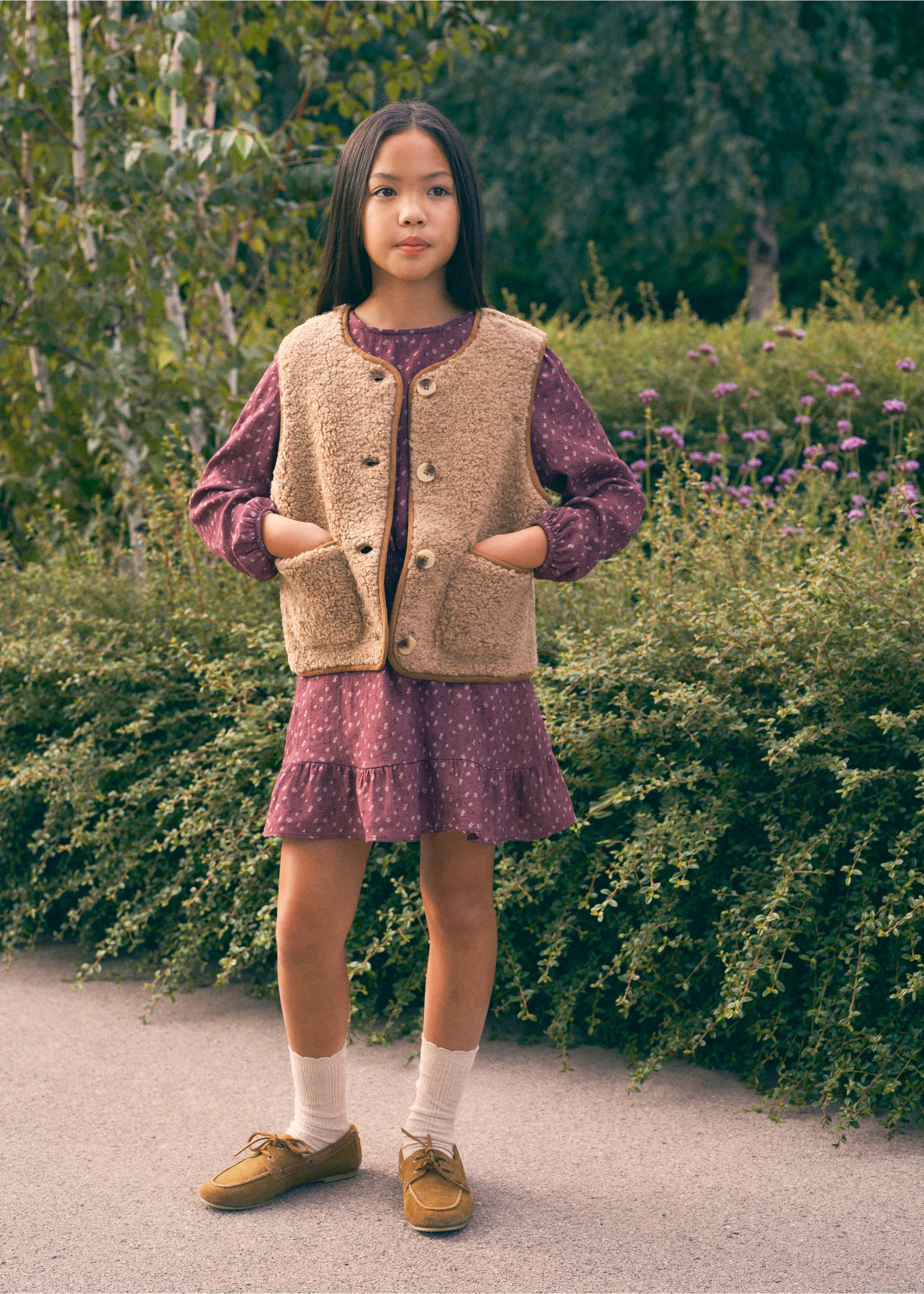 Ruched floral dress - Details of the article 5, Maroon. Ref: 17097889-00.