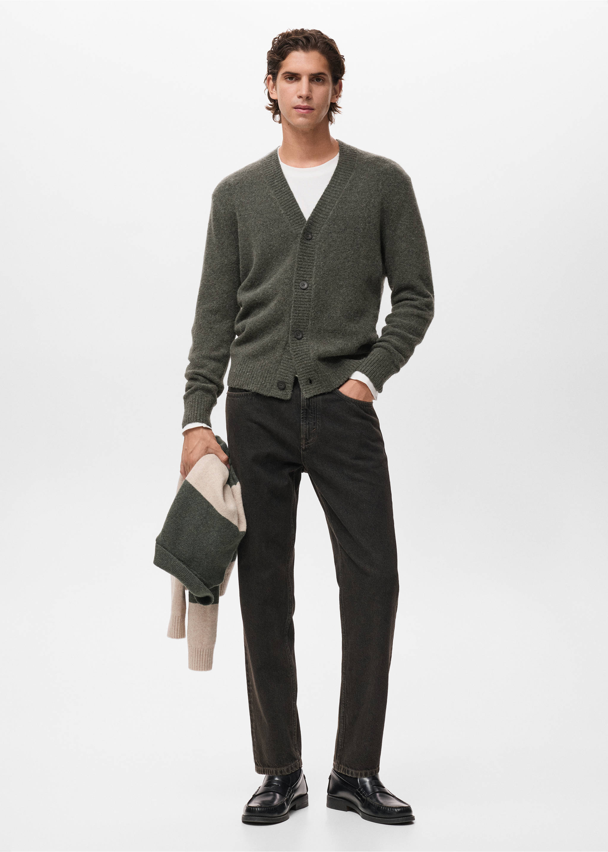 Knitted wool blend cardigan - General plane, Dark Green. Ref: 17097895-00.