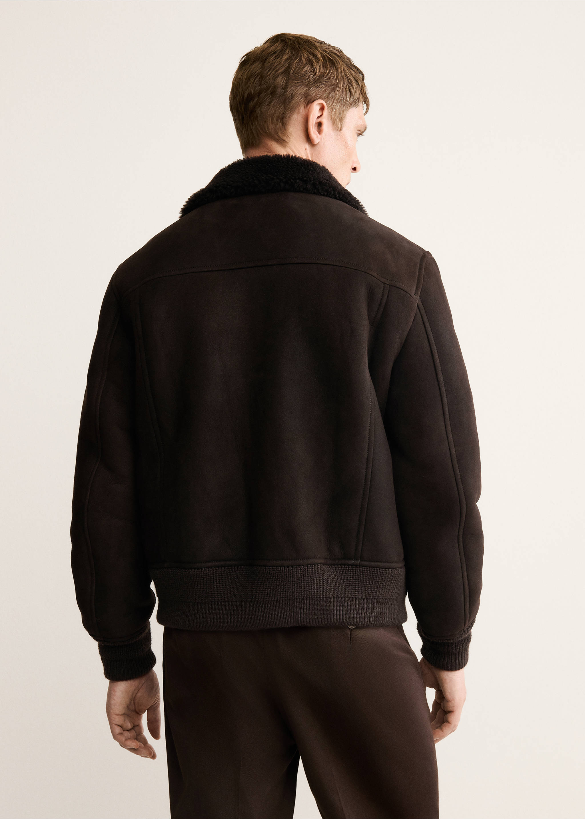 Blouson shearling 100 % daim - Verso de l’article, Marron. Ref: 17097897-00.