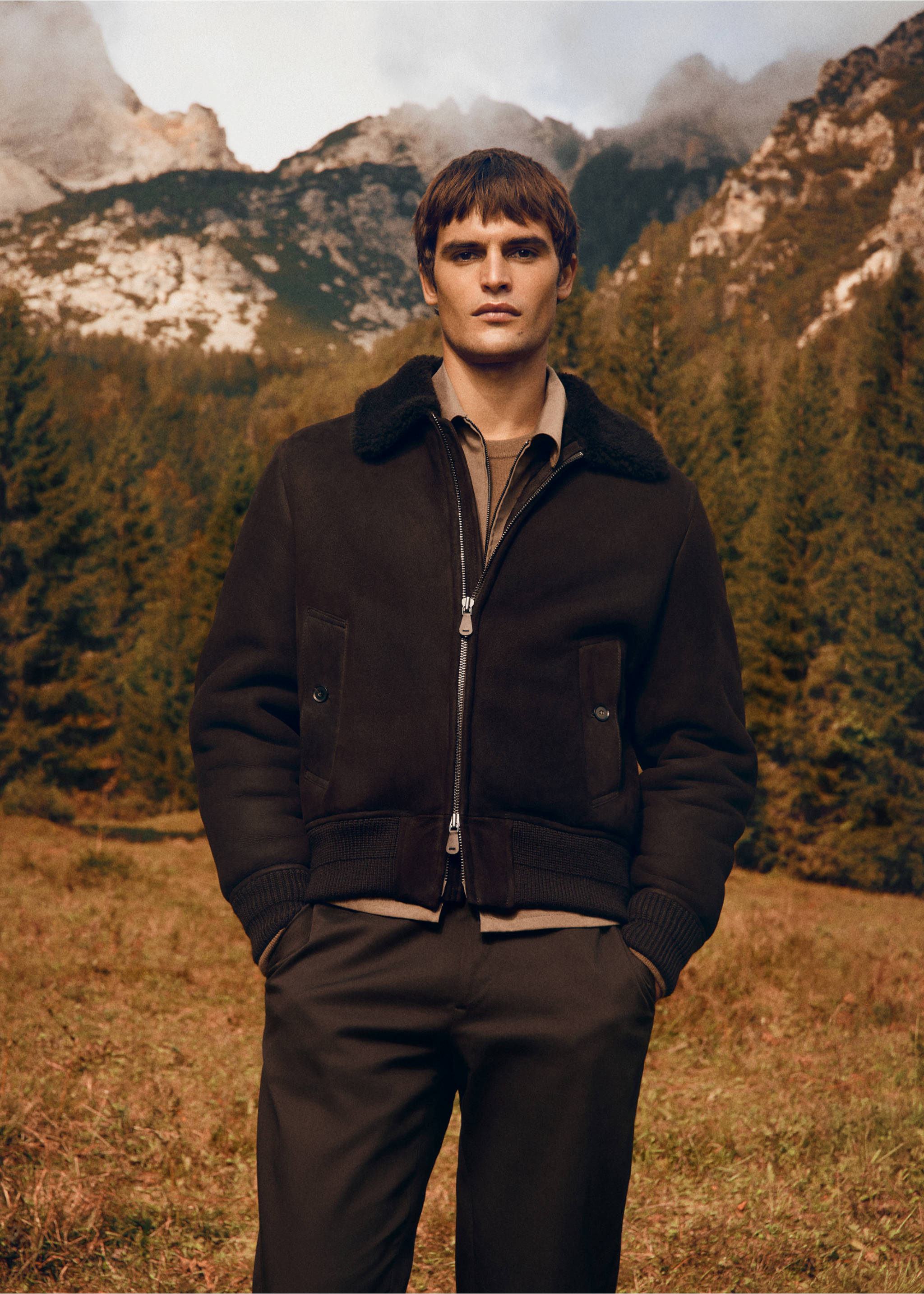 Blouson shearling 100 % daim - Détail de l'article 9, Marron. Ref: 17097897-00.