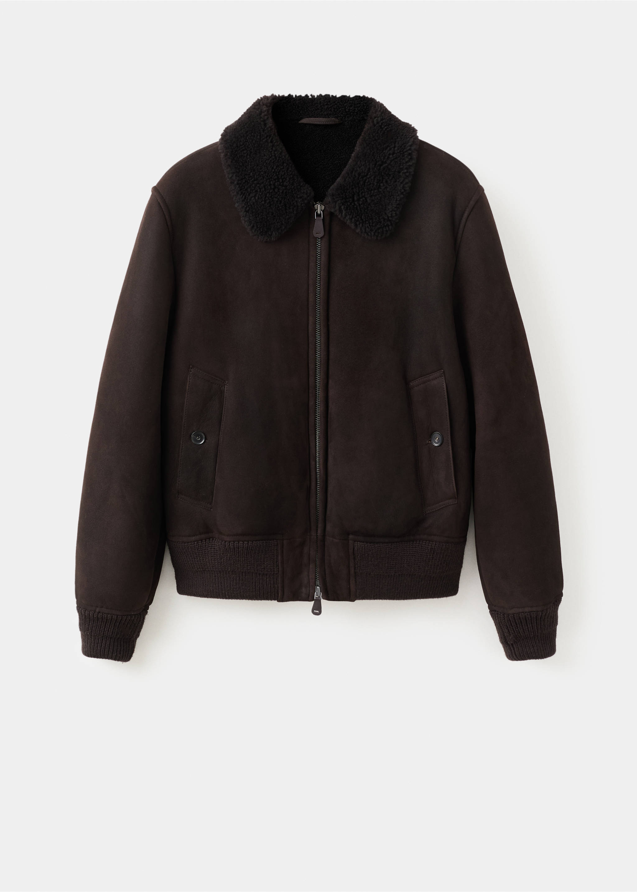 Blouson shearling 100 % daim - Article sans modèle, Marron. Ref: 17097897-00.