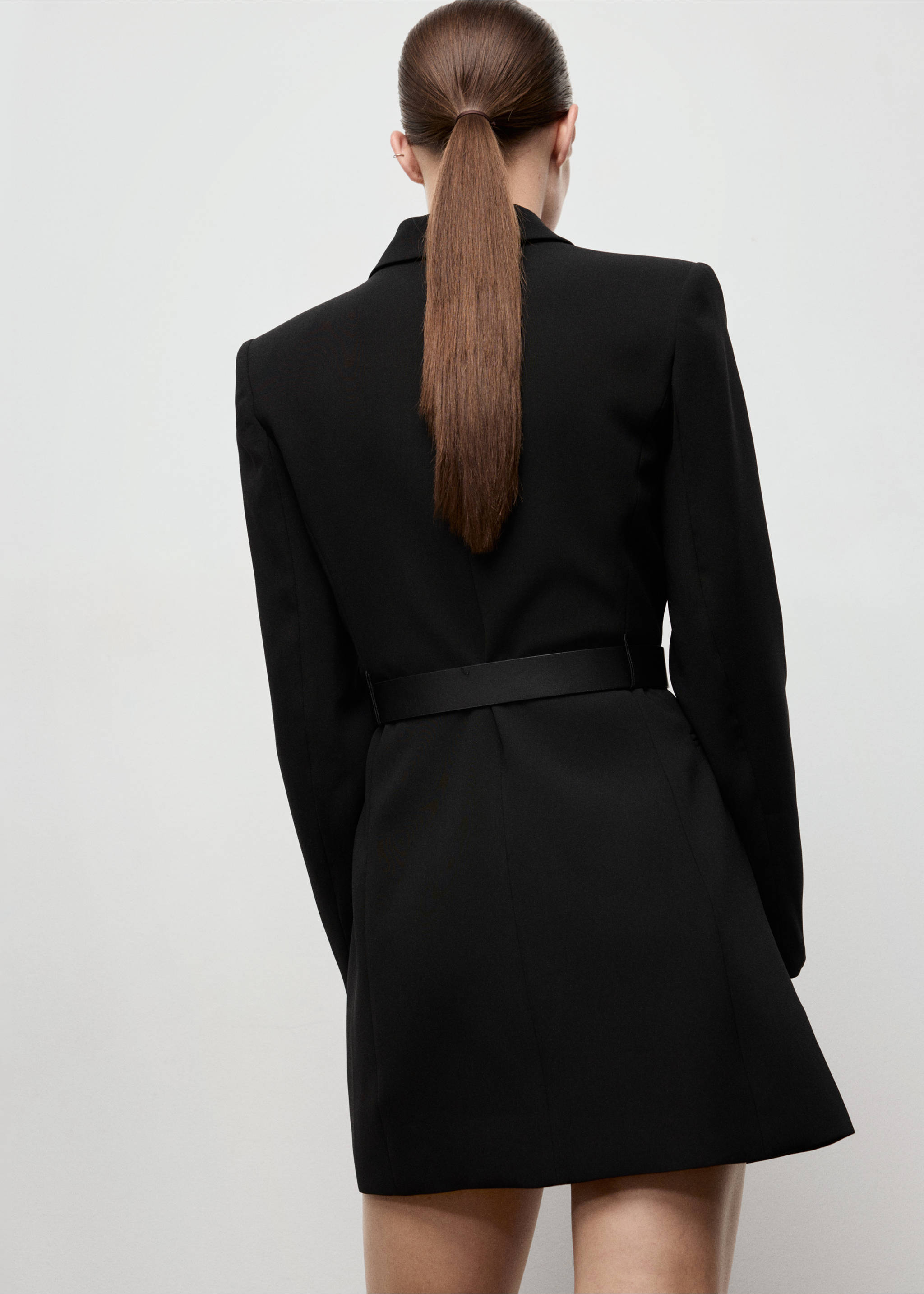 Blazer-style dress with belt - Reverse of the article, Black. Ref: 17097906-00.