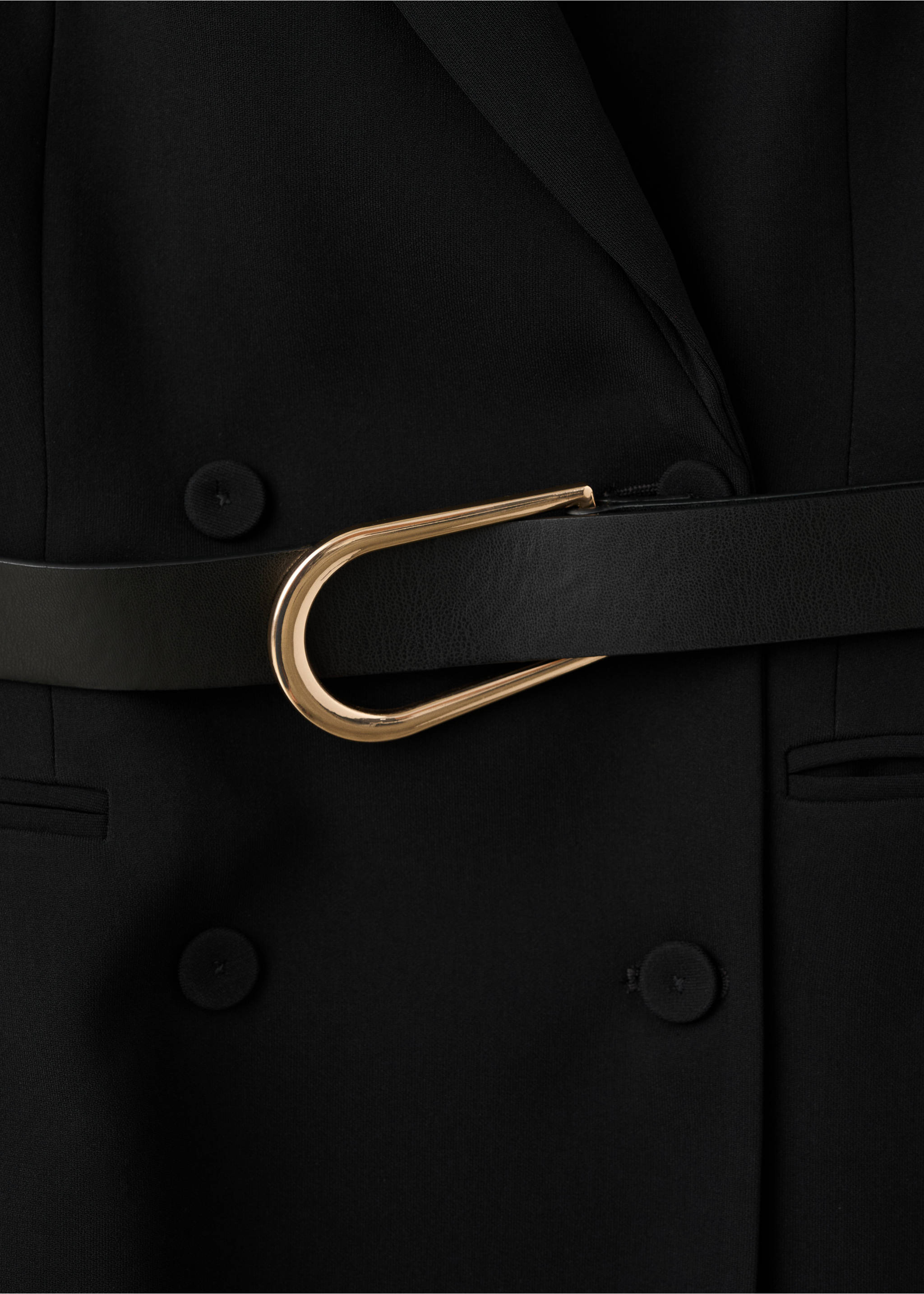 Blazer-style dress with belt - Details of the article 8, Black. Ref: 17097906-00.