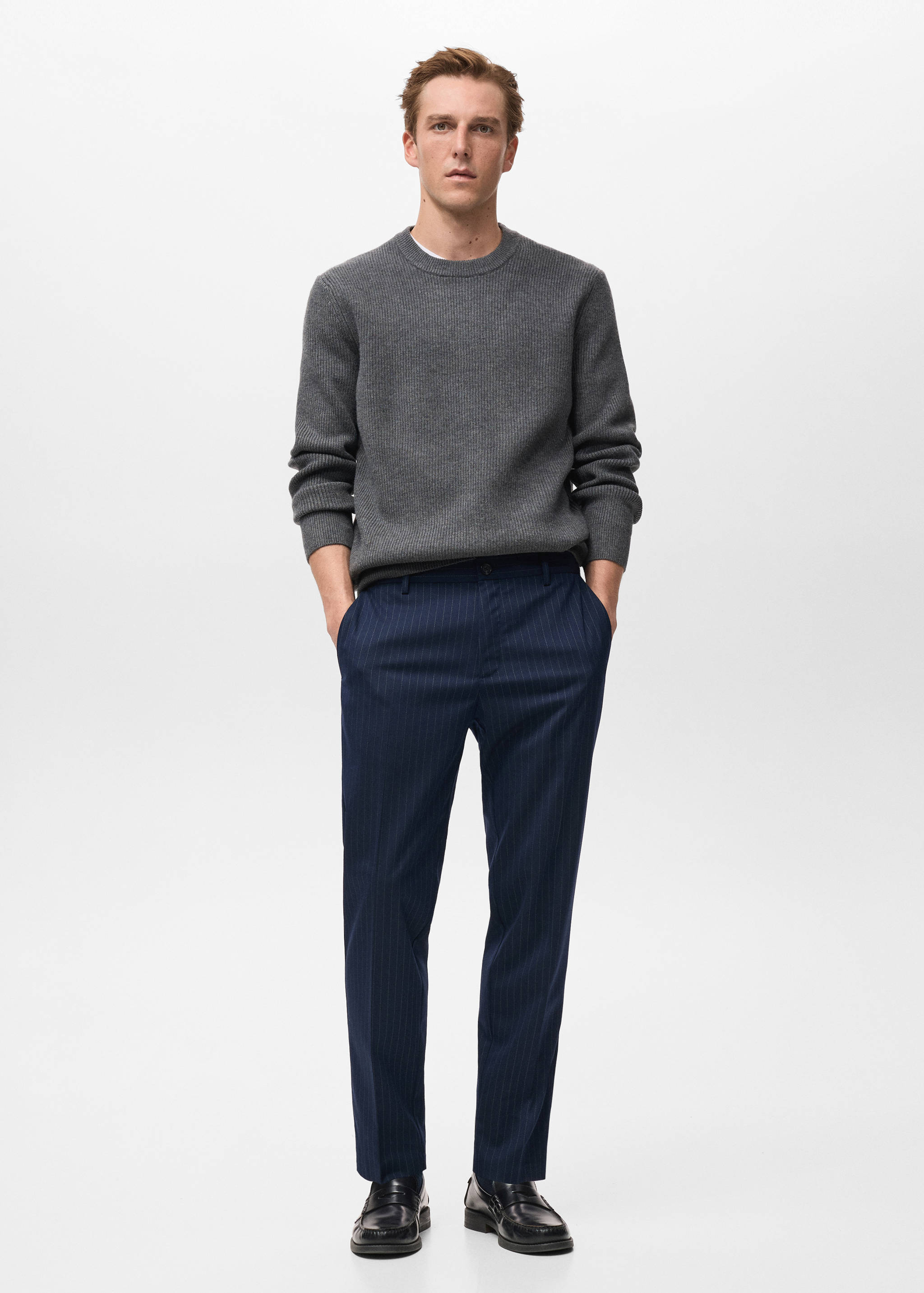 Striped slim-fit trousers - General plane