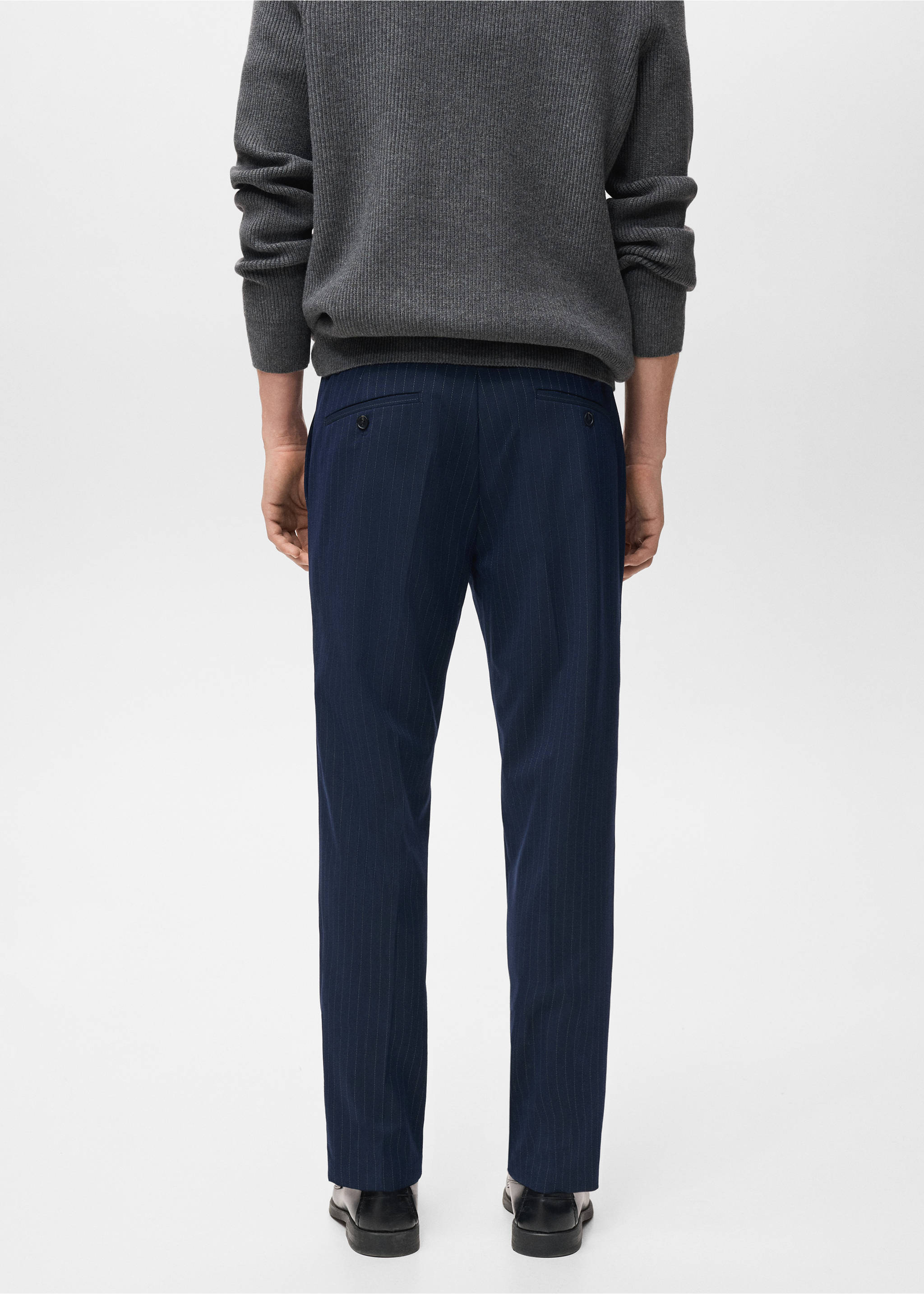 Striped slim-fit trousers - Reverse of the article, Night Blue. Ref: 17097912-00.