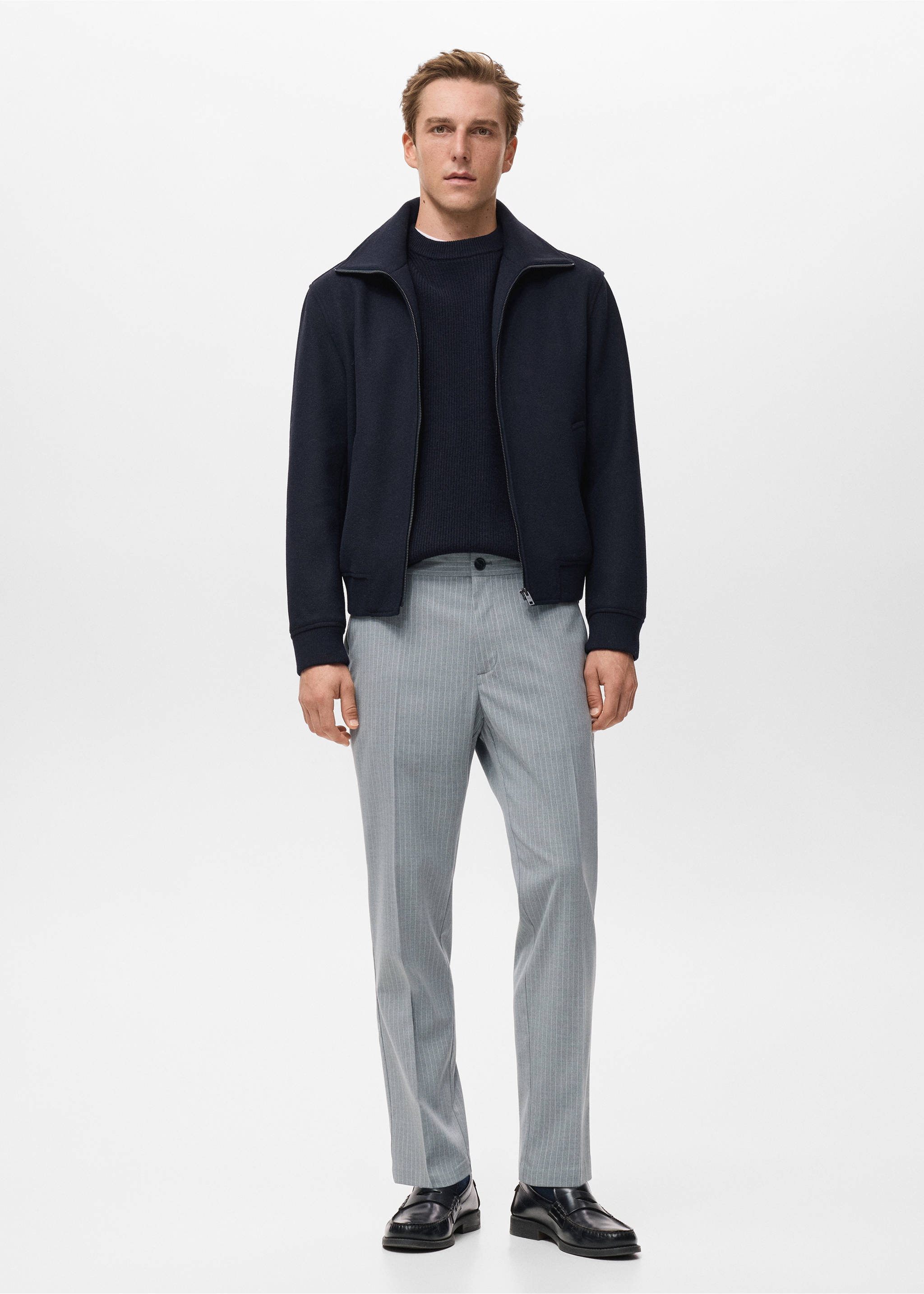 Gestreifte Slim-Fit-Hose - Allgemeine Ansicht, Grau. Ref: 17097912-00.