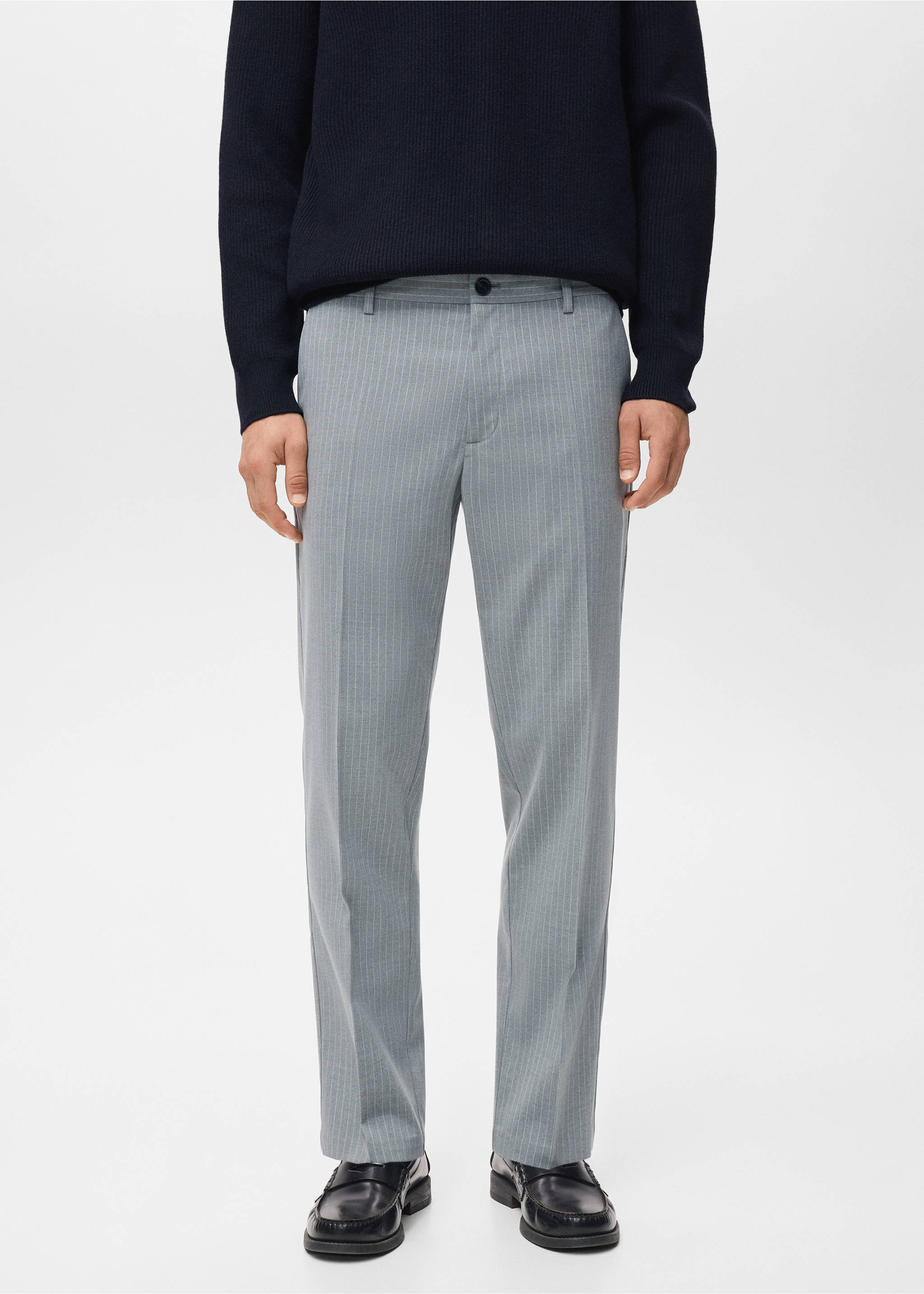 Gestreifte Slim-Fit-Hose - Mittlere Ansicht, Grau. Ref: 17097912-00.