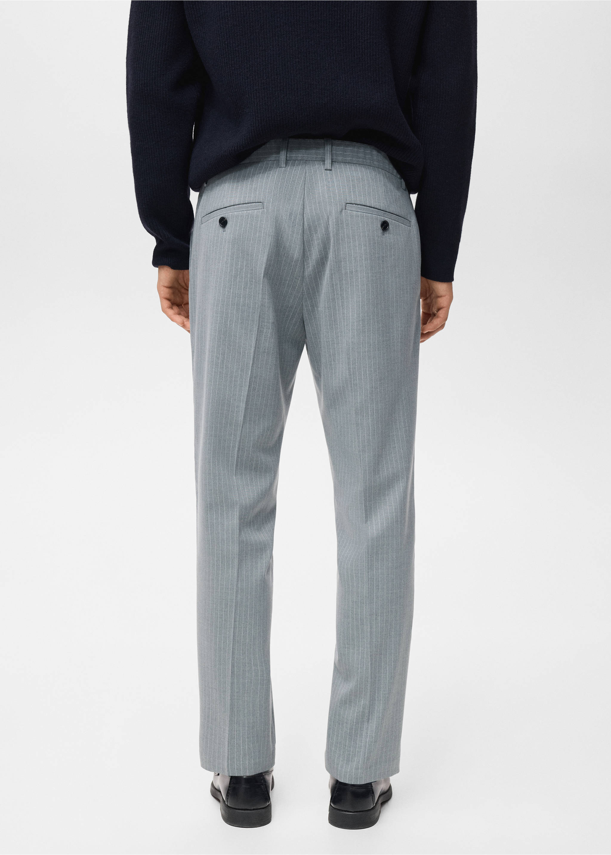 Gestreifte Slim-Fit-Hose - Rückseite des Artikels, Grau. Ref: 17097912-00.