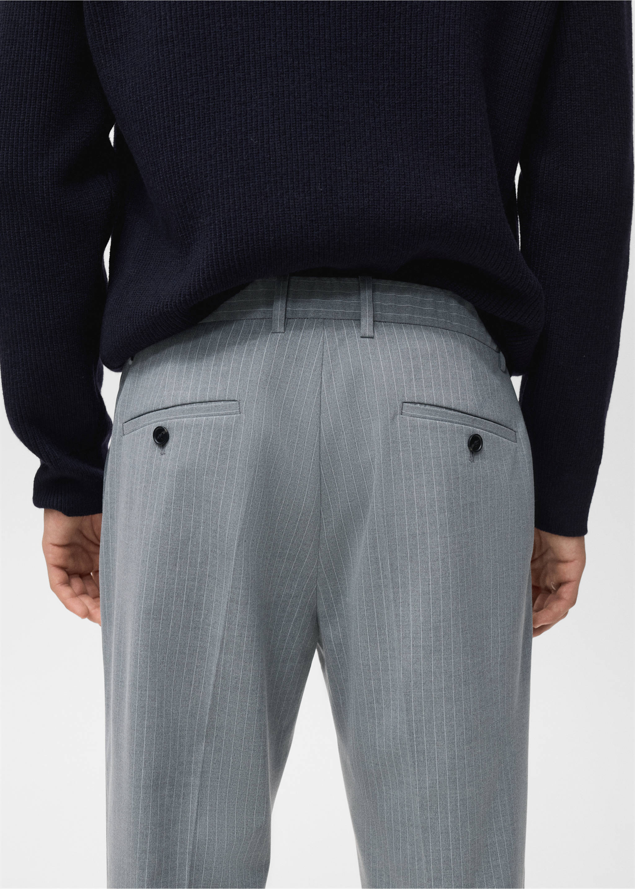 Gestreifte Slim-Fit-Hose - Detail des Artikels 3, Grau. Ref: 17097912-00.