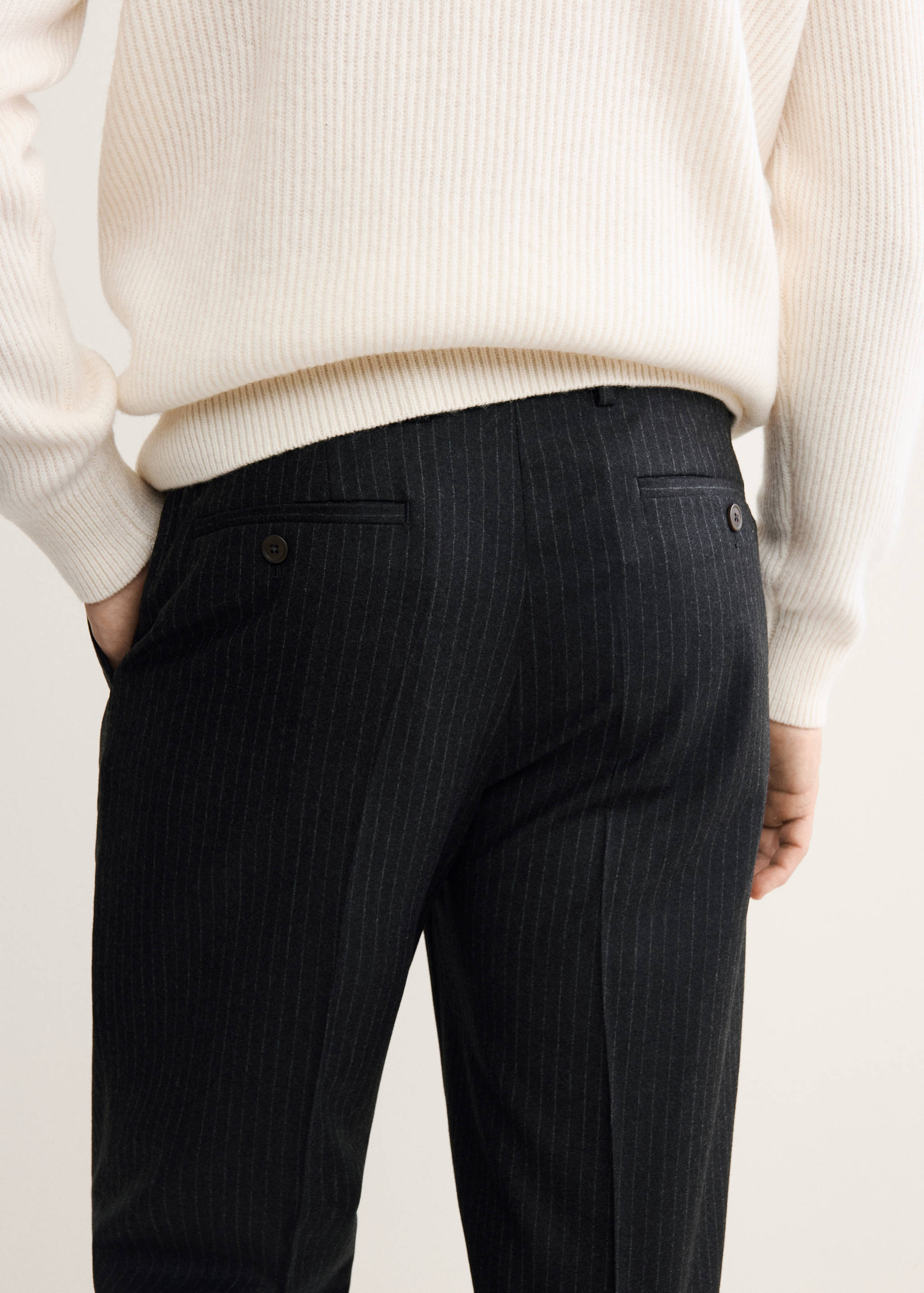 100% virgin wool regular-fit pinstripe trousers - Details of the article 3