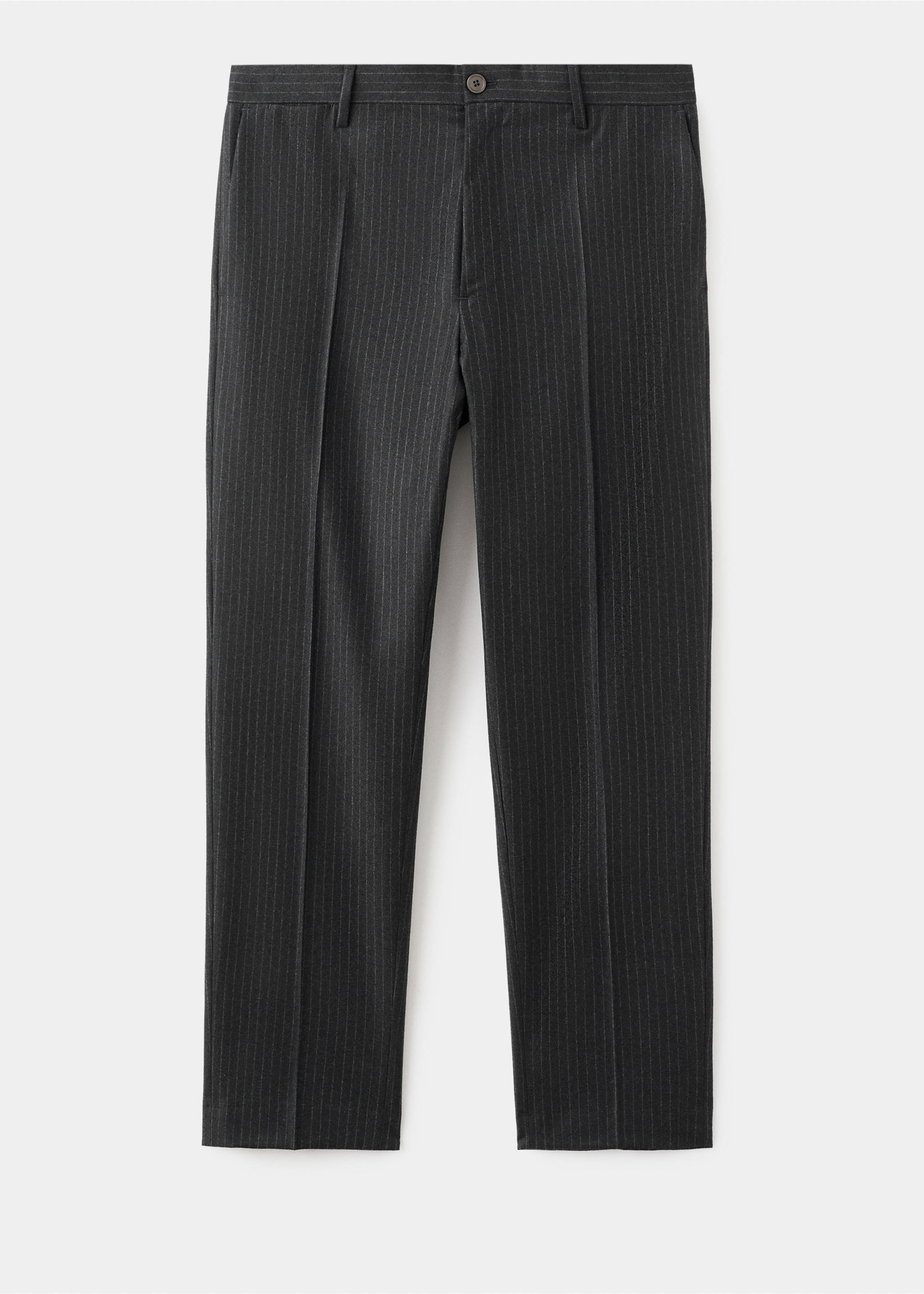 100% virgin wool regular-fit pinstripe trousers - Article without model, Dark Heather Grey. Ref: 17098265-00.