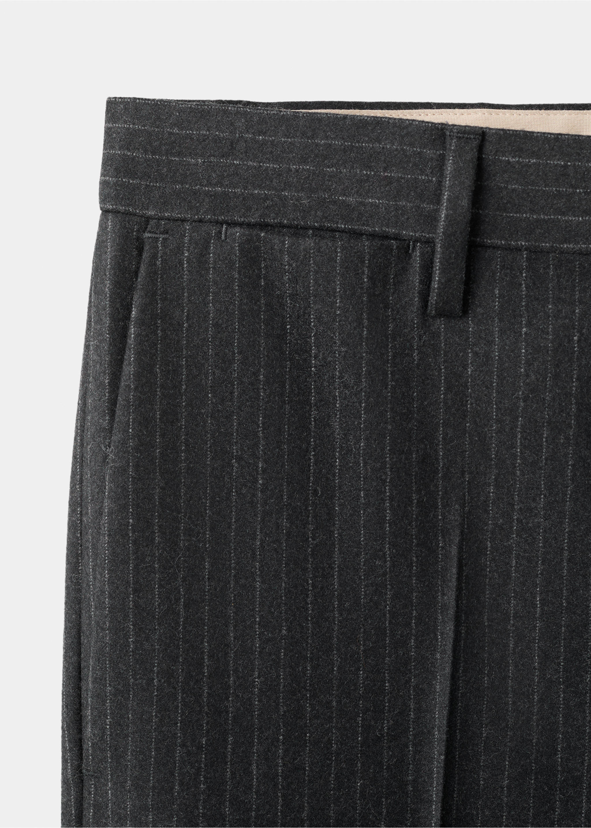 100% virgin wool regular-fit pinstripe trousers - Details of the article 0, Dark Heather Grey. Ref: 17098265-00.