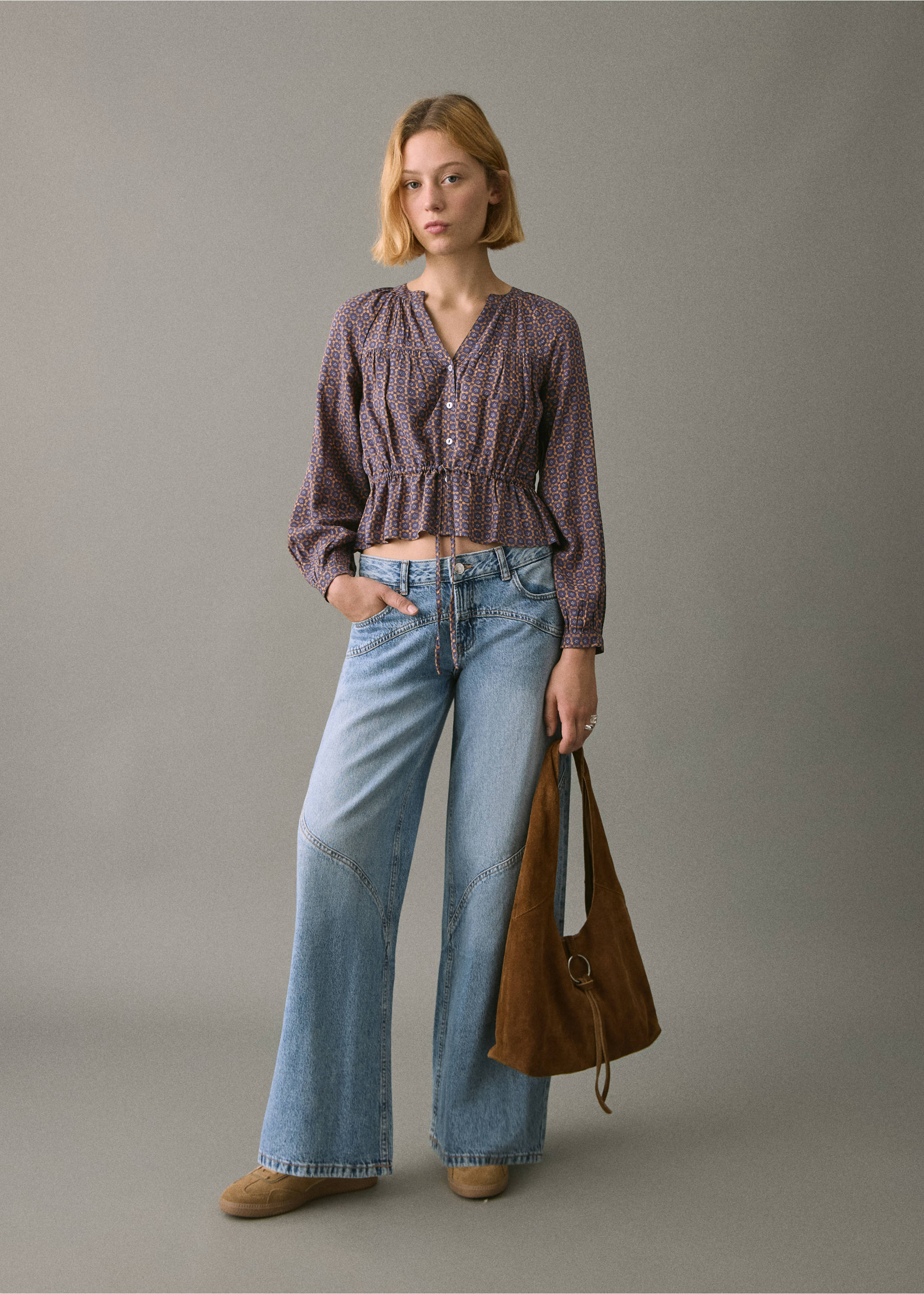 Flowy printed blouse - General plane, Dark Navy. Ref: 17098266-00.