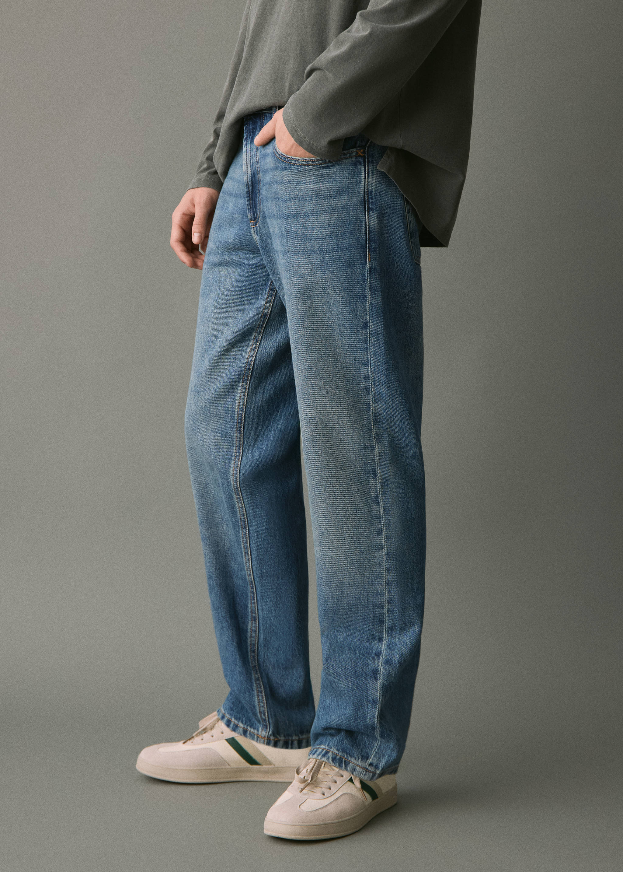 Straight cotton jeans - Medium plane