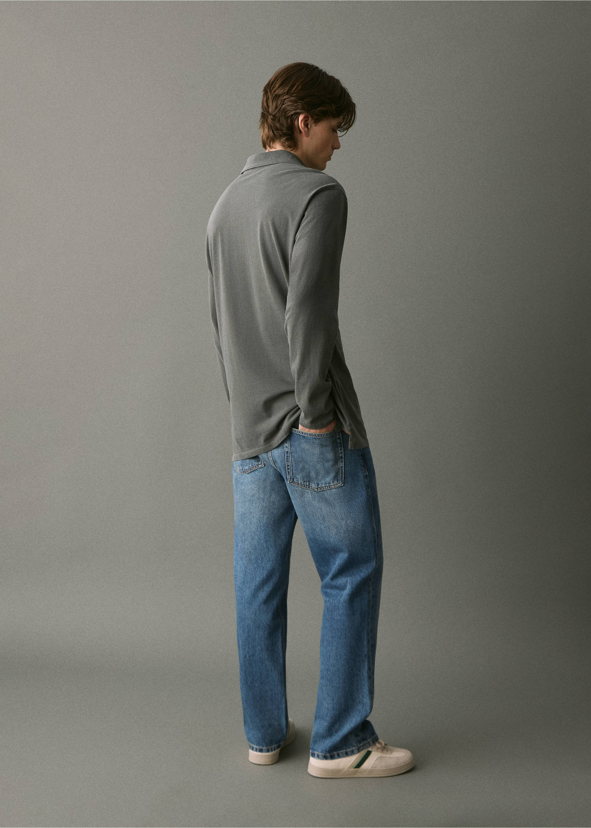 Straight cotton jeans - Reverse of the article, Light Vintage Blue. Ref: 17098269-00.