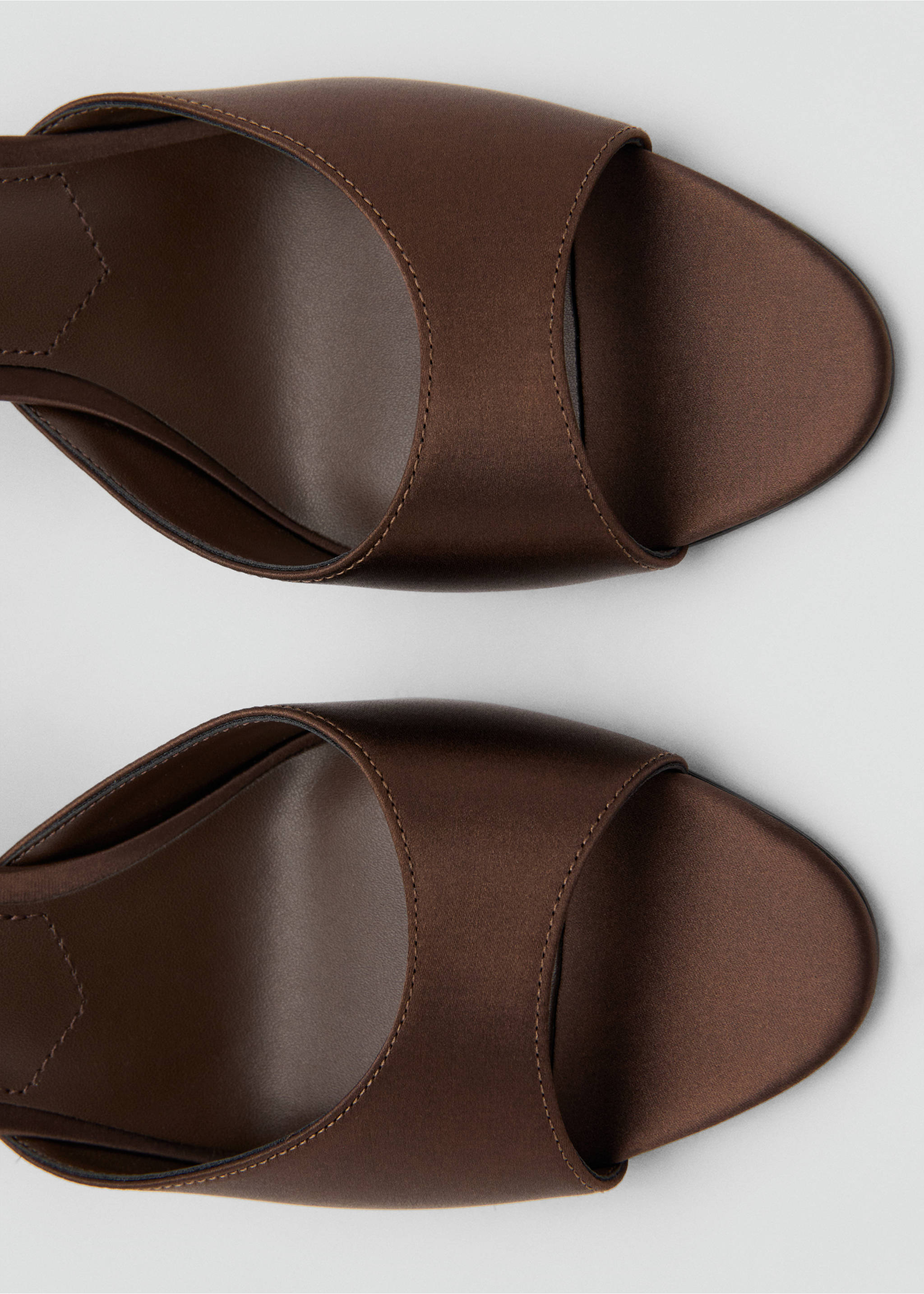 Satin high-heeled sandal - Details of the article 1, Chocolate. Ref: 17098284-00.