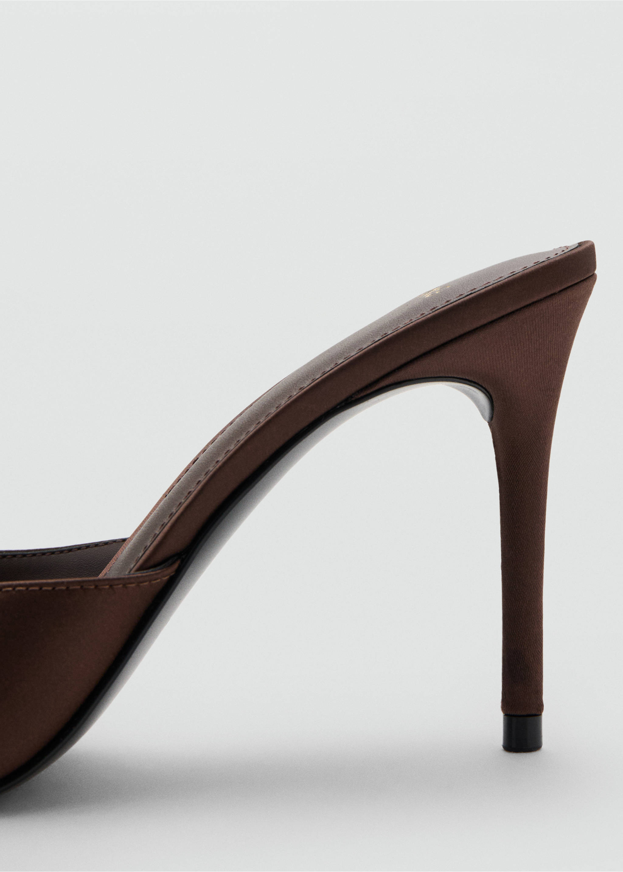 Satin high-heeled sandal - Details of the article 2, Chocolate. Ref: 17098284-00.