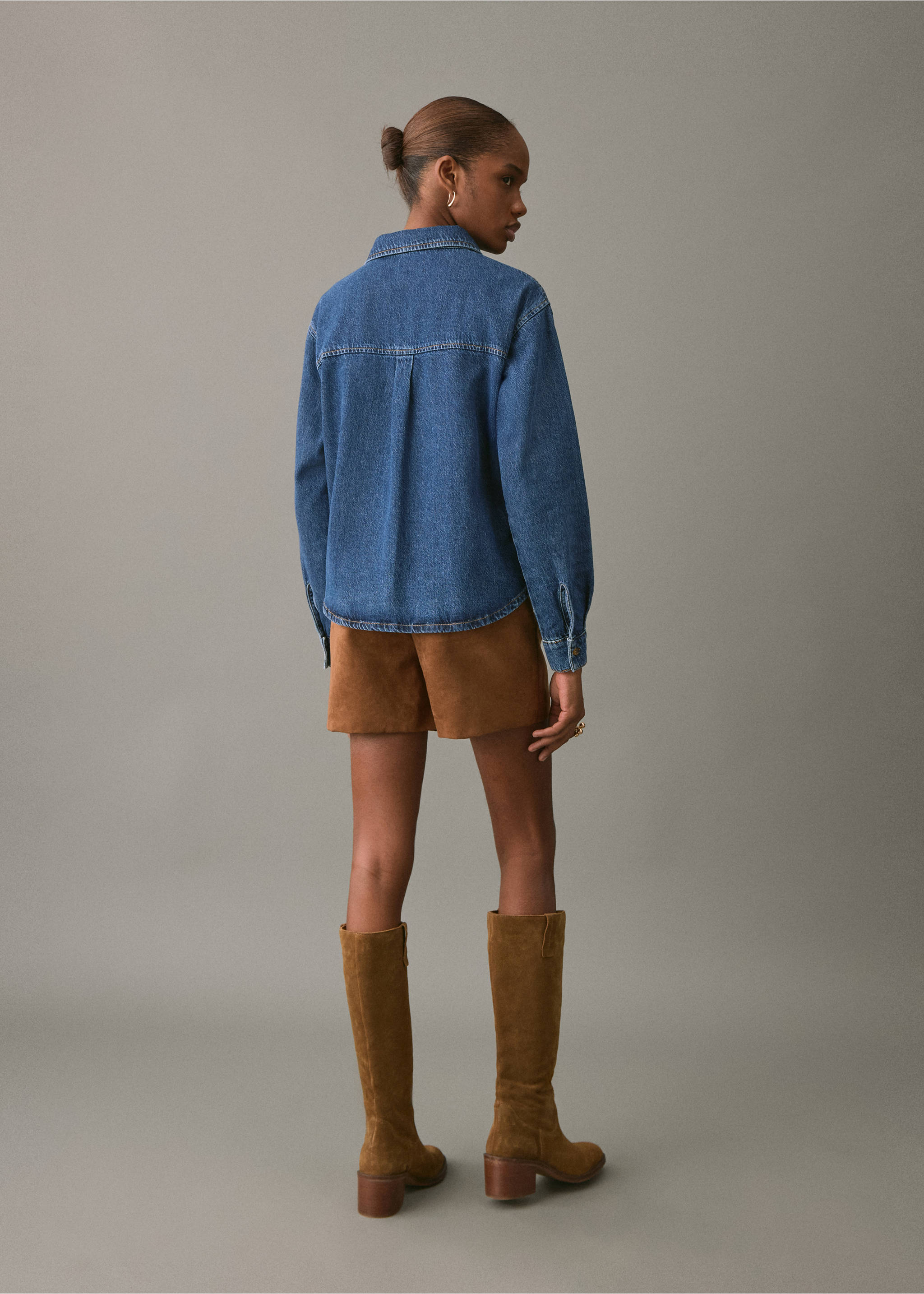 Denim cotton shirt - Reverse of the article, Dark Blue. Ref: 17098286-00.