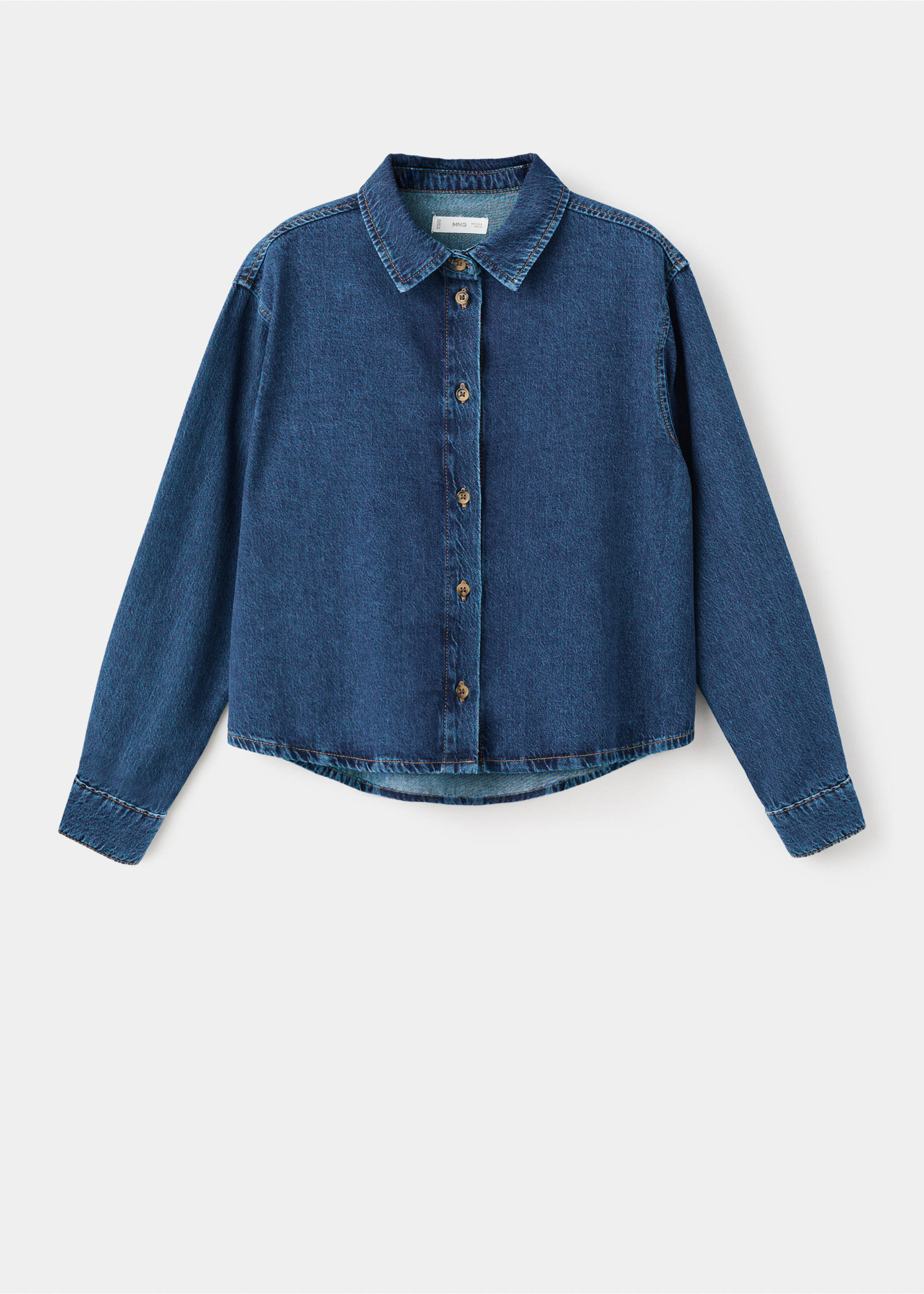 Denim cotton shirt - Article without model, Dark Blue. Ref: 17098286-00.