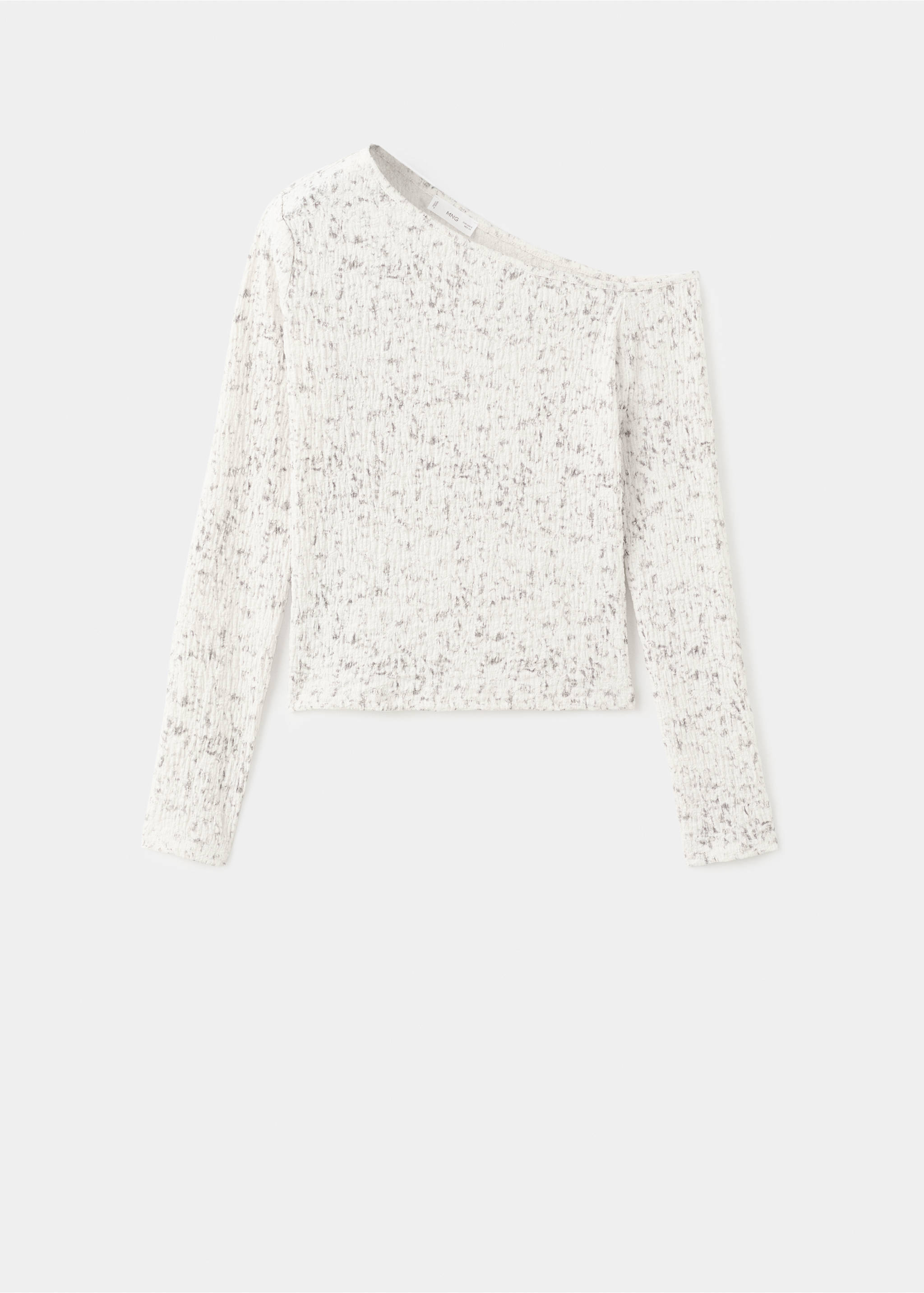Speckled t-shirt with an asymmetrical neckline - Article without model, Ecru. Ref: 17098288-00.