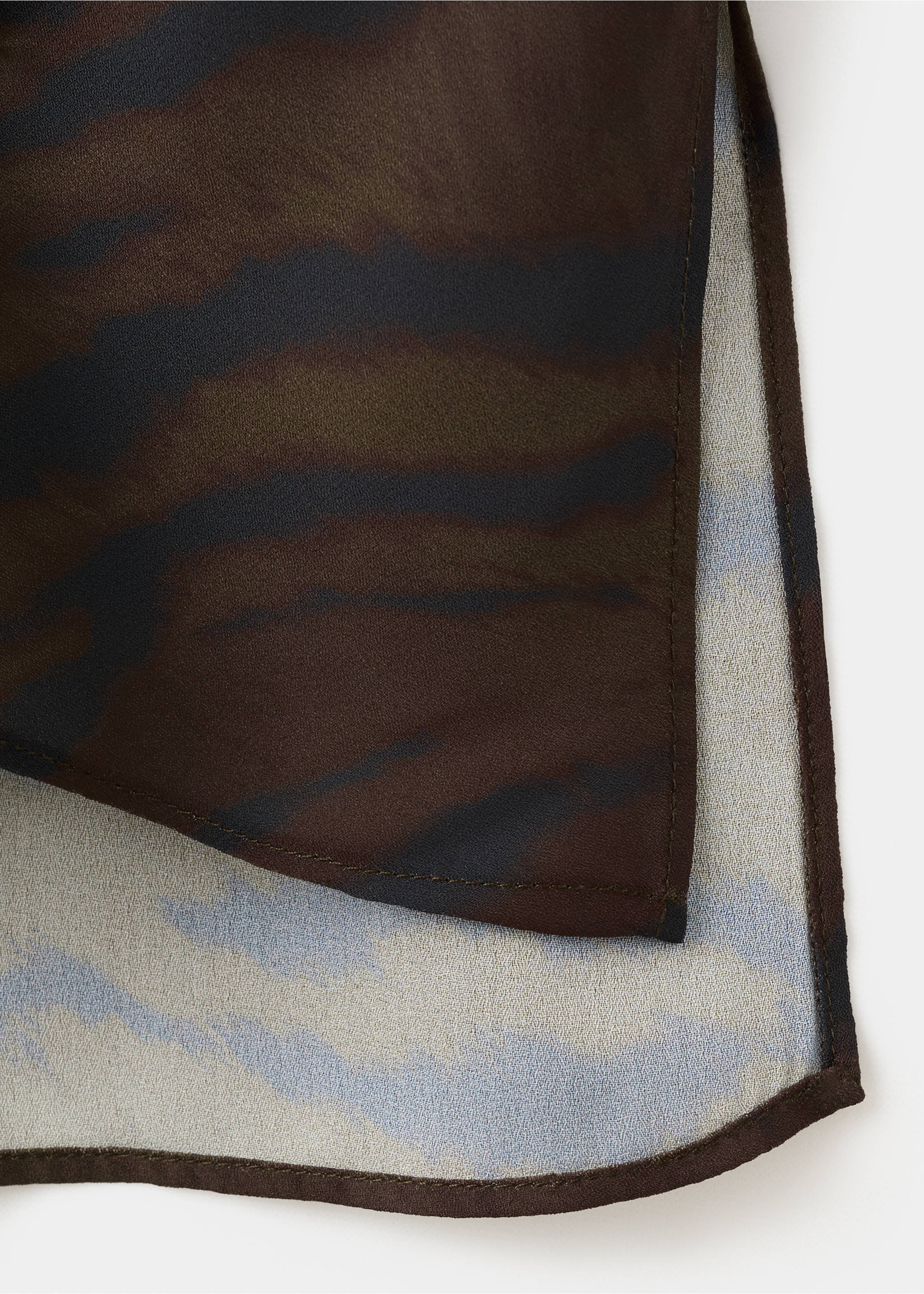 Animal-print blouse with draped collar - Details of the article 8, Brown. Ref: 17098290-00.
