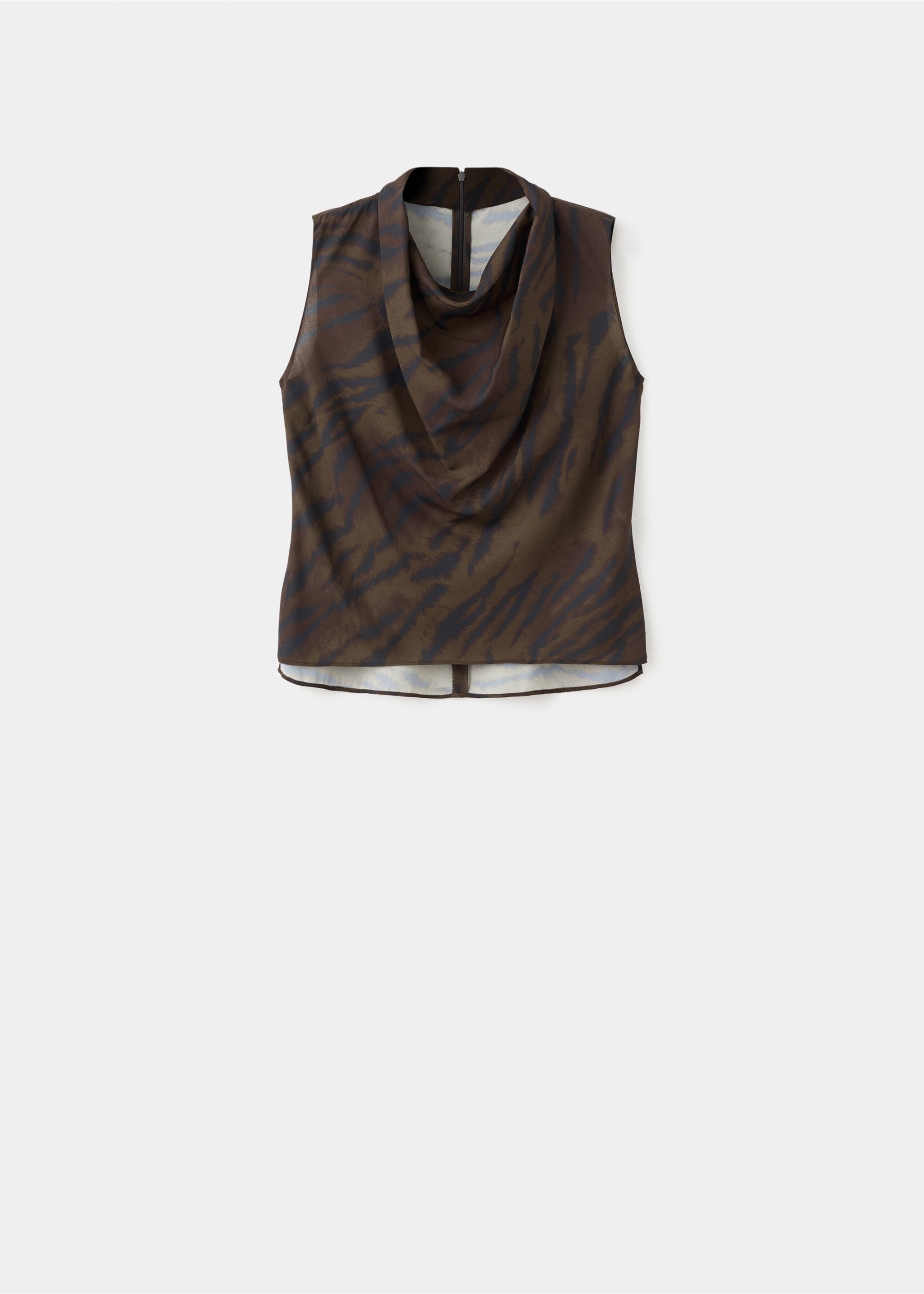 Animal-print blouse with draped collar - Article without model, Brown. Ref: 17098290-00.