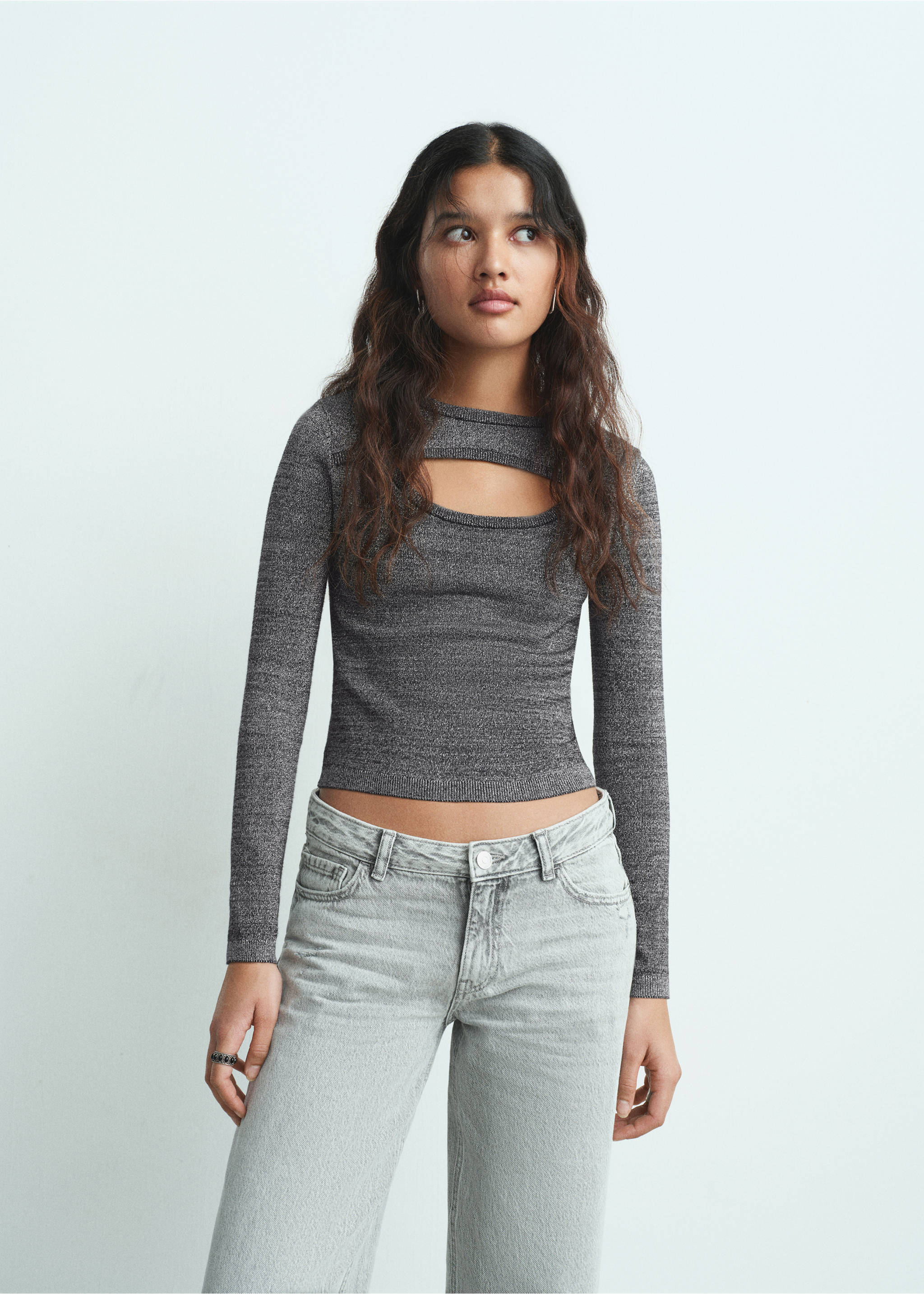 Sparkly top with opening - Medium plane, Silver. Ref: 17098635-00.