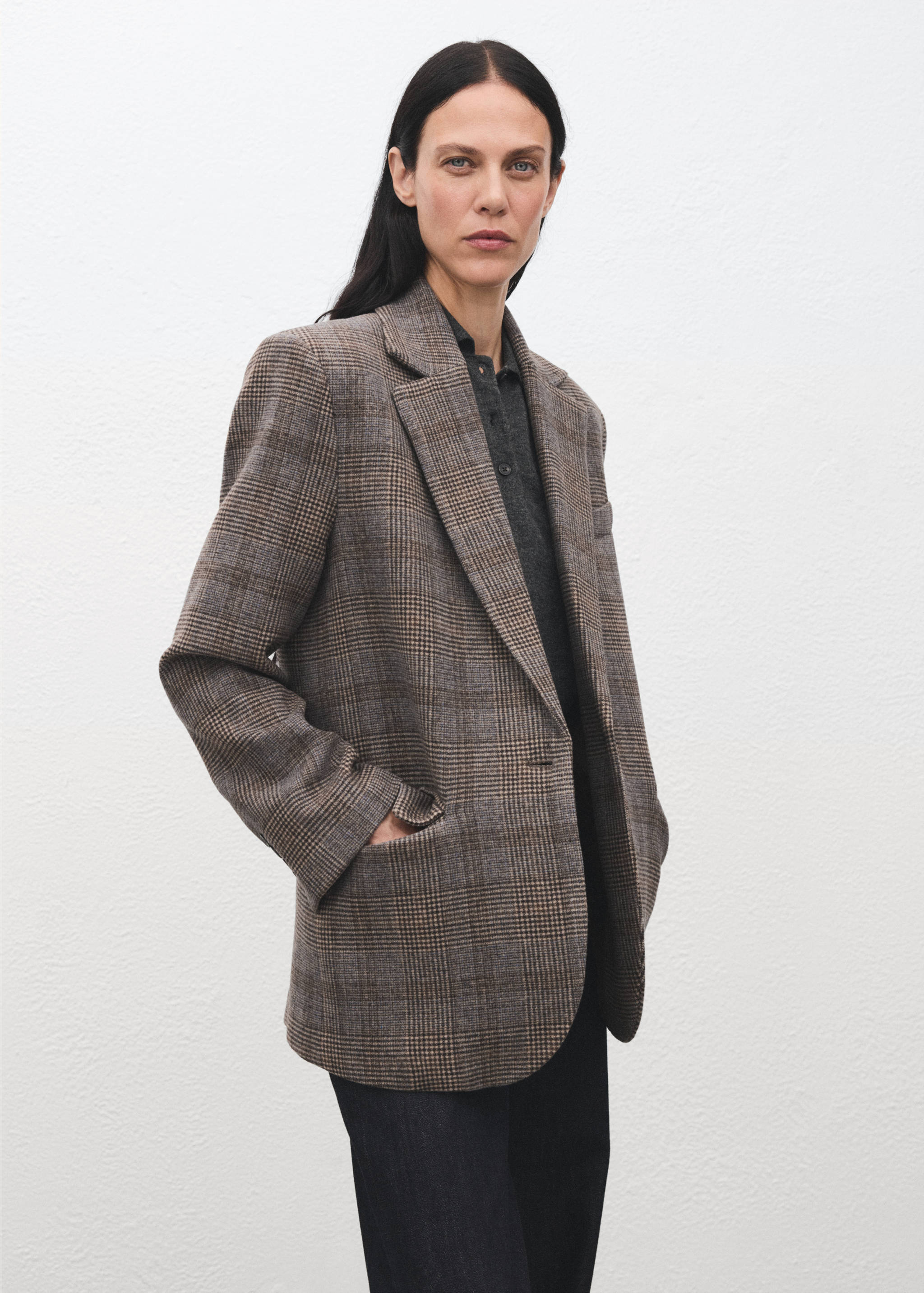 Rutete blazer i ull - Halvtotal bildeutsnitt