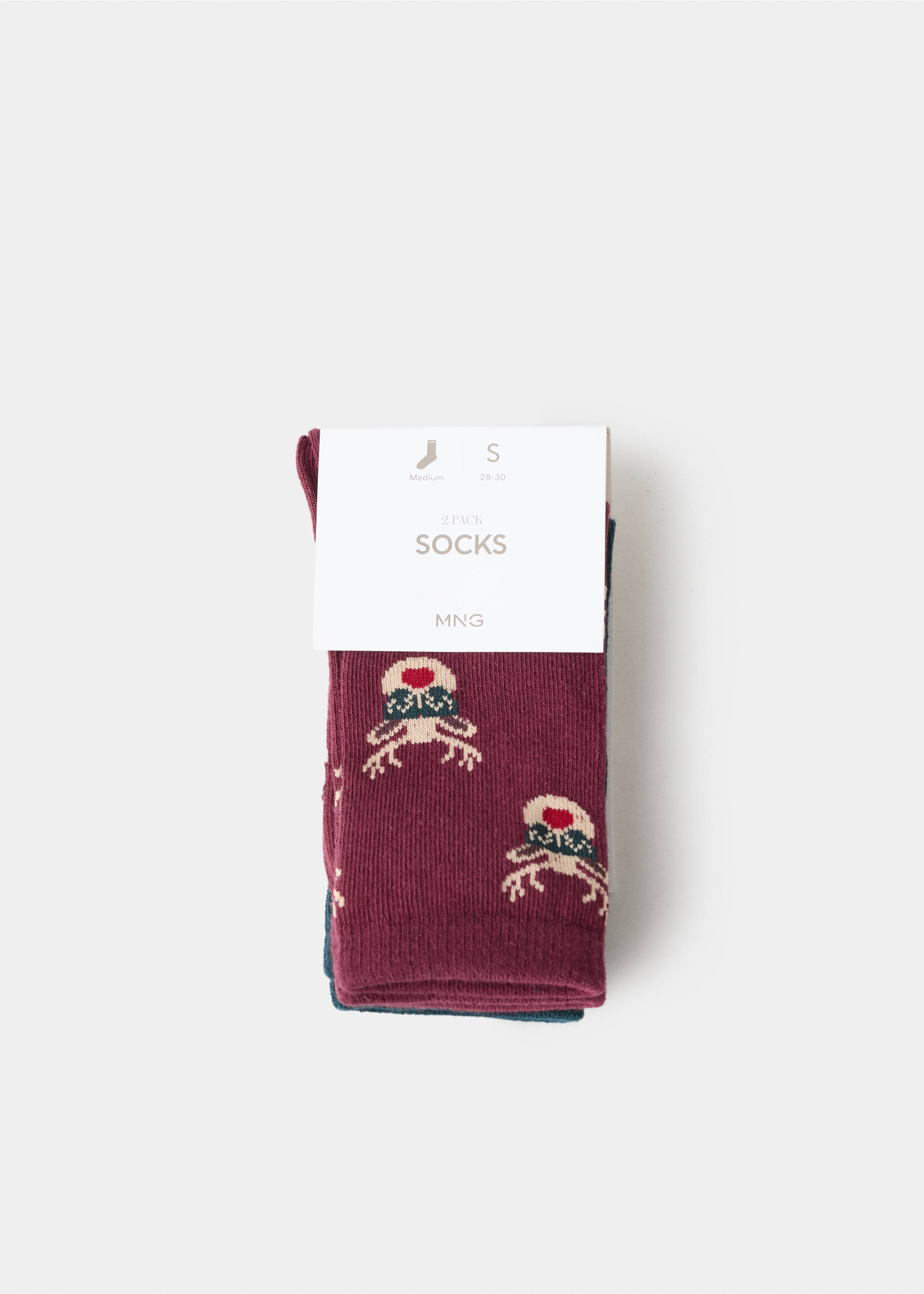 Pack 2 paires de chaussettes de Noël - Article sans modèle, Grenat. Ref: 17099102-00.