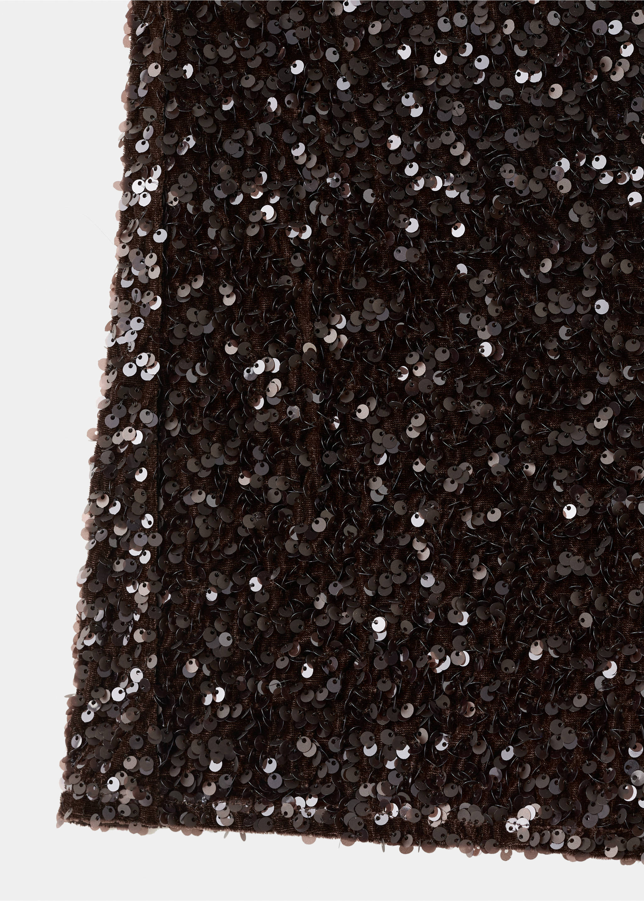 Detalle del tejido de los shorts de lentejuelas en marrón., Chocolate. Ref: 17099112-00.